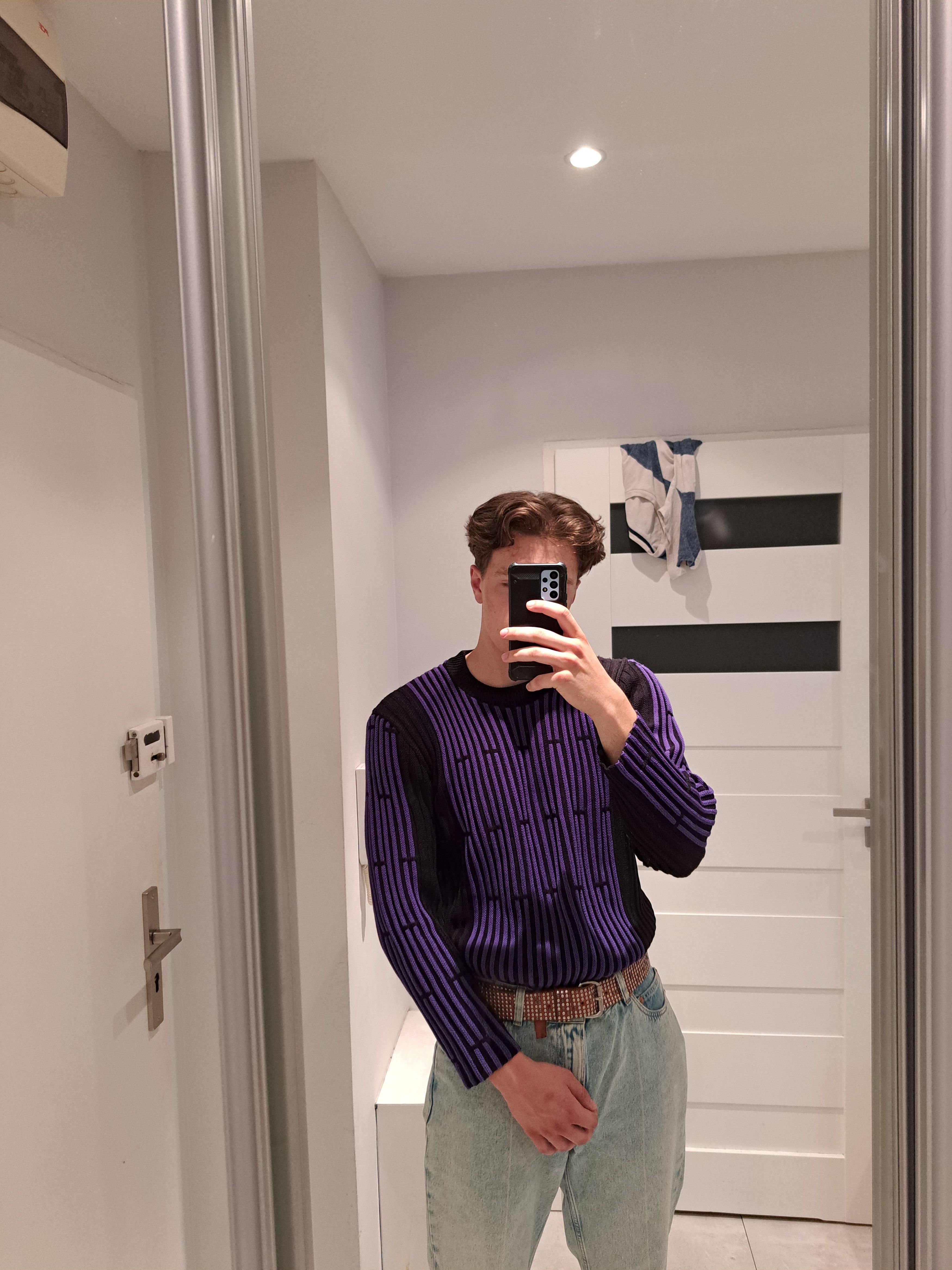 Japanese Brand Crazy Vintage y2k Purple Ribbed Knit Sweater Techno Size US L / EU 52-54 / 3 - 3 Thumbnail