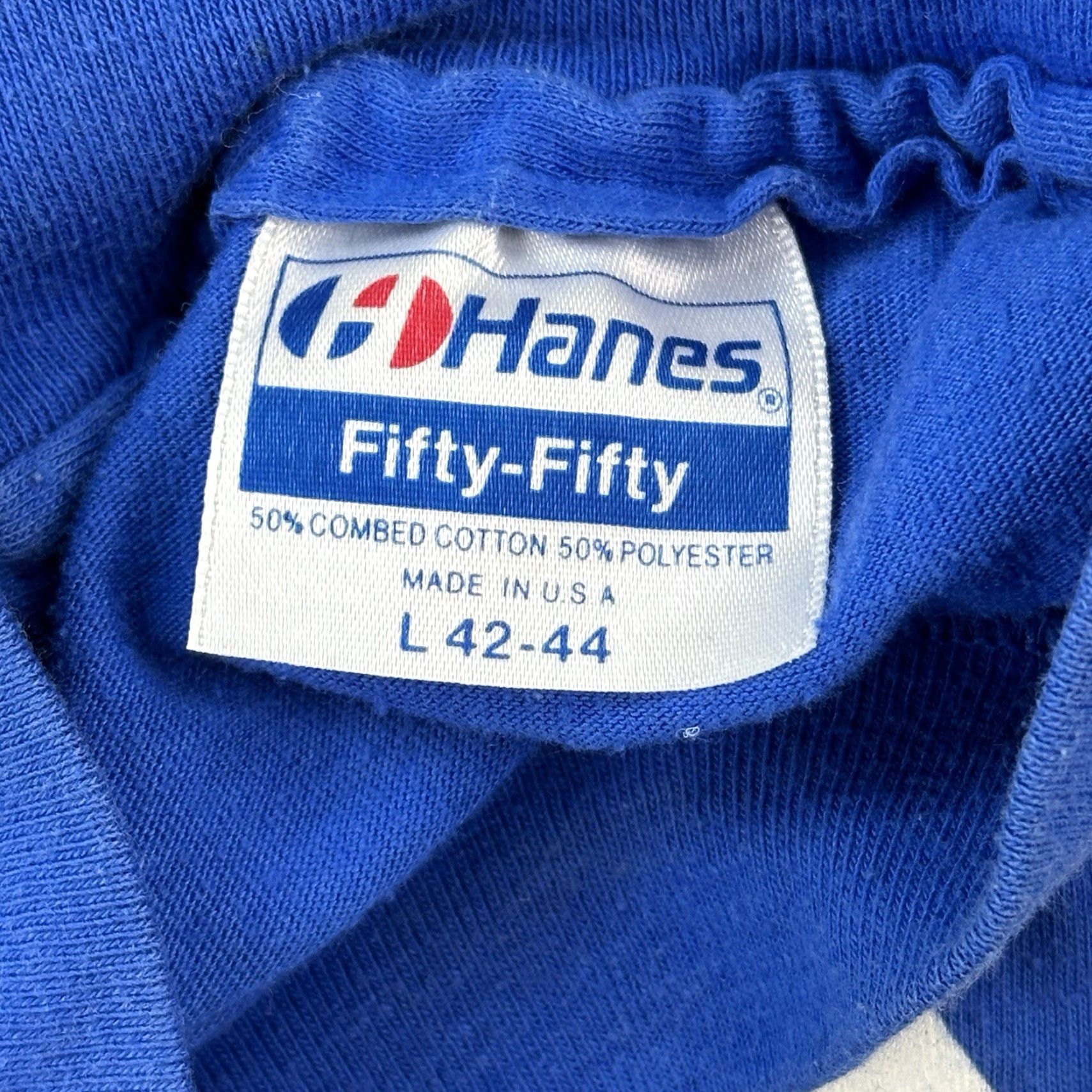 Hanes VINTAGE Hanes Shirt Mens Large Blue Camp Needles 1987 Single Stitch USA Made Shirt Mens Large Blue 80s Retro USA Hanes T-Shirt Size US L / EU 52-54 / 3 - 7 Thumbnail