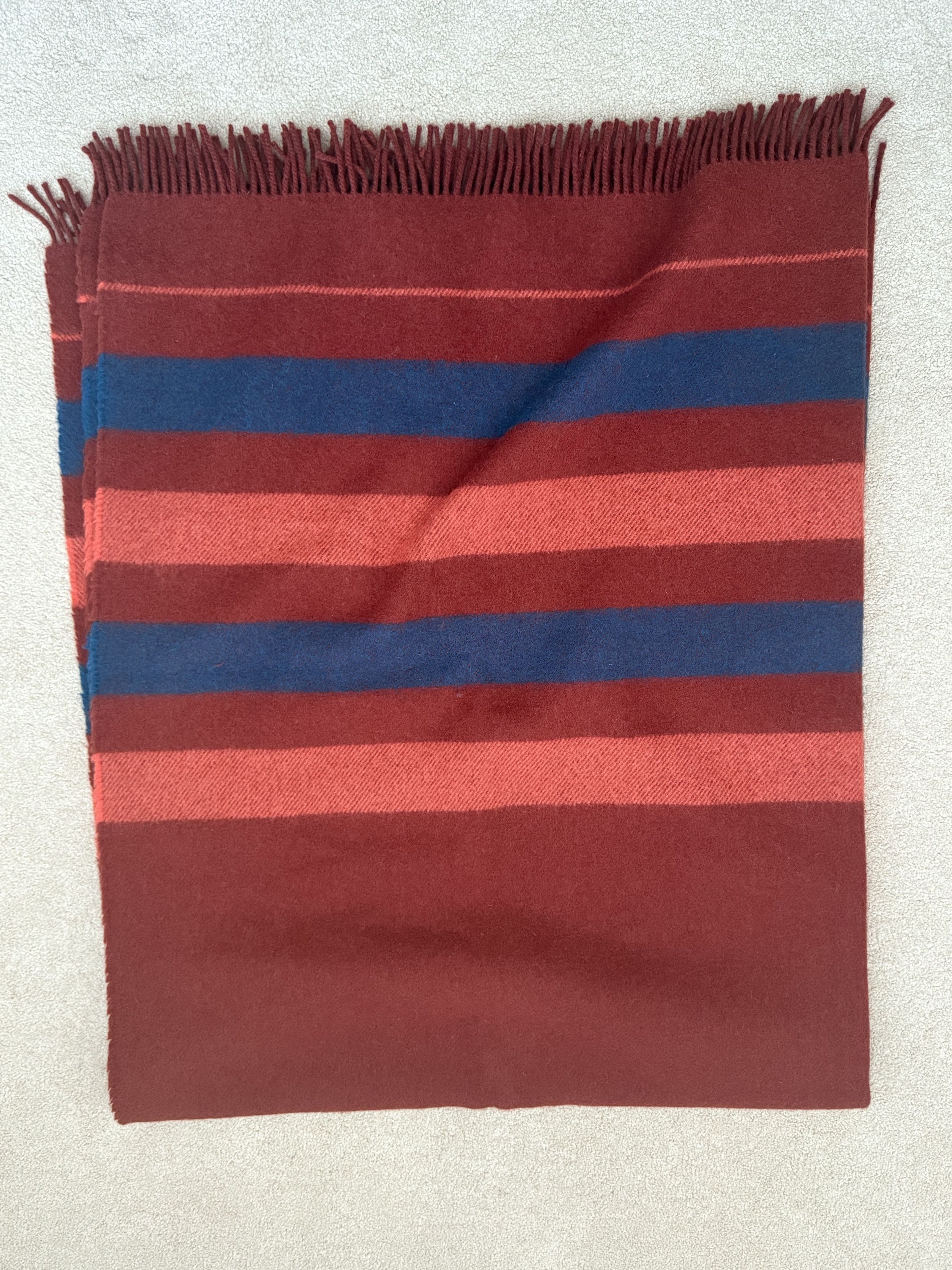 Hermes Hermes Rocobar Wool Blanket - Red with Blue Stripes Size ONE SIZE - 8 Thumbnail