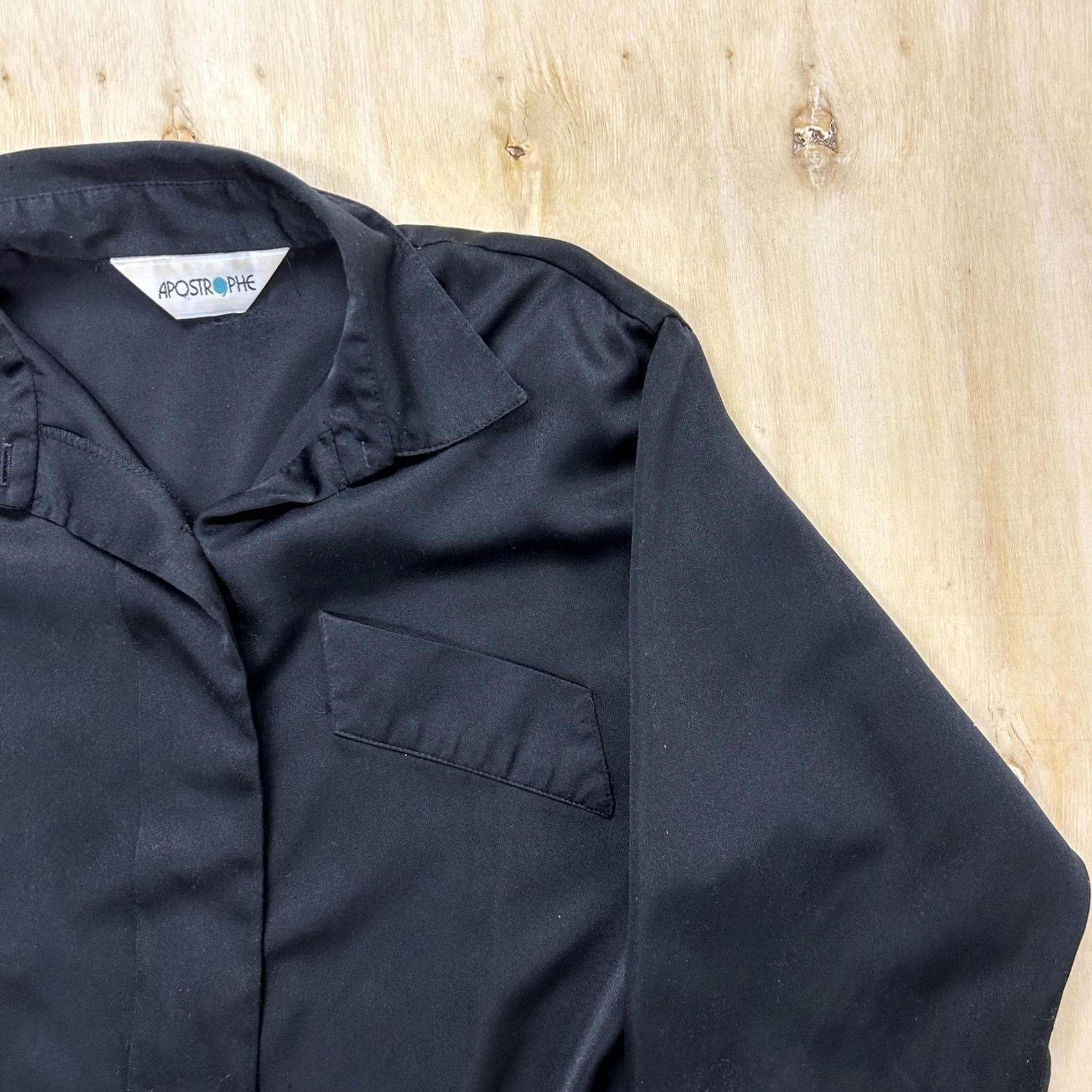 Vintage VINTAGE Apostrophe Blouse Womens Medium Black Collared Long Sleeve Button Up Top Size M / US 6-8 / IT 42-44 - 3 Thumbnail