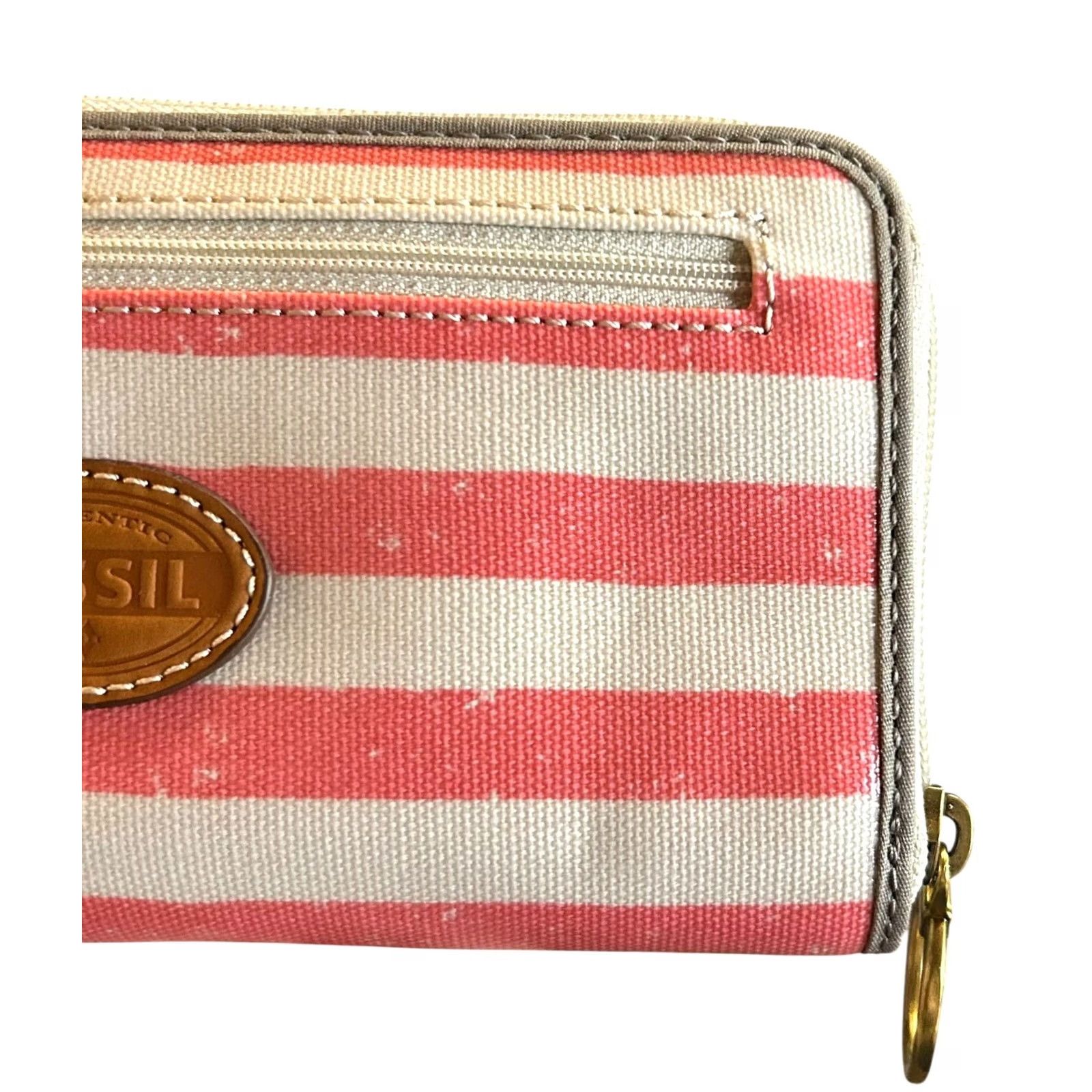 Fossil Fossil Wallet Women’s Full Zip Coral Multi Pink Striped NWOT W/Defects Size ONE SIZE - 3 Thumbnail