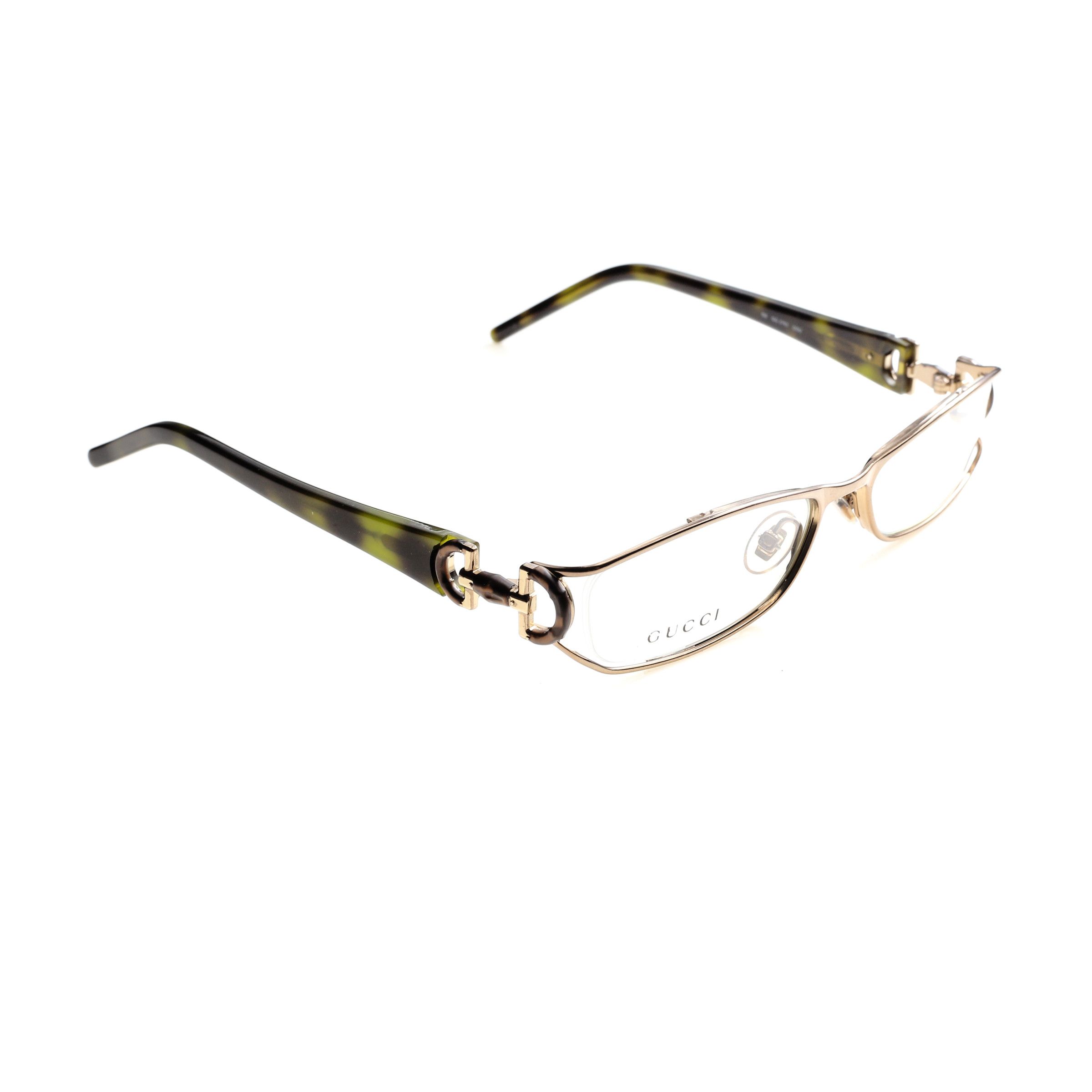 image of Archival Clothing x Gucci '00S Wooden Horsebit Tortoise Flat Glasses in Green, Men's
