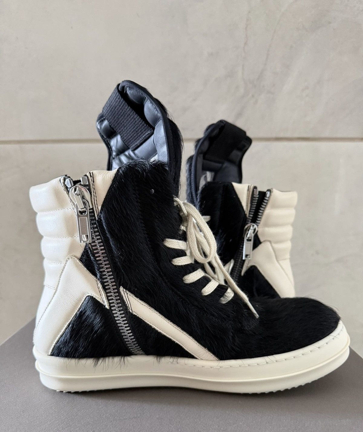 Rick Owens Rick Owens Ponyhair High-Top Geobasket Sneakers Size US 7 / EU 40 - 6 Thumbnail