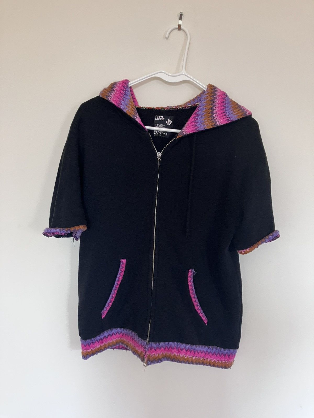 PPFM PPFM Short-Sleeve Knit Hoodie w Pink/Purple Striped Lining Size US M / EU 48-50 / 2 - 1 Thumbnail