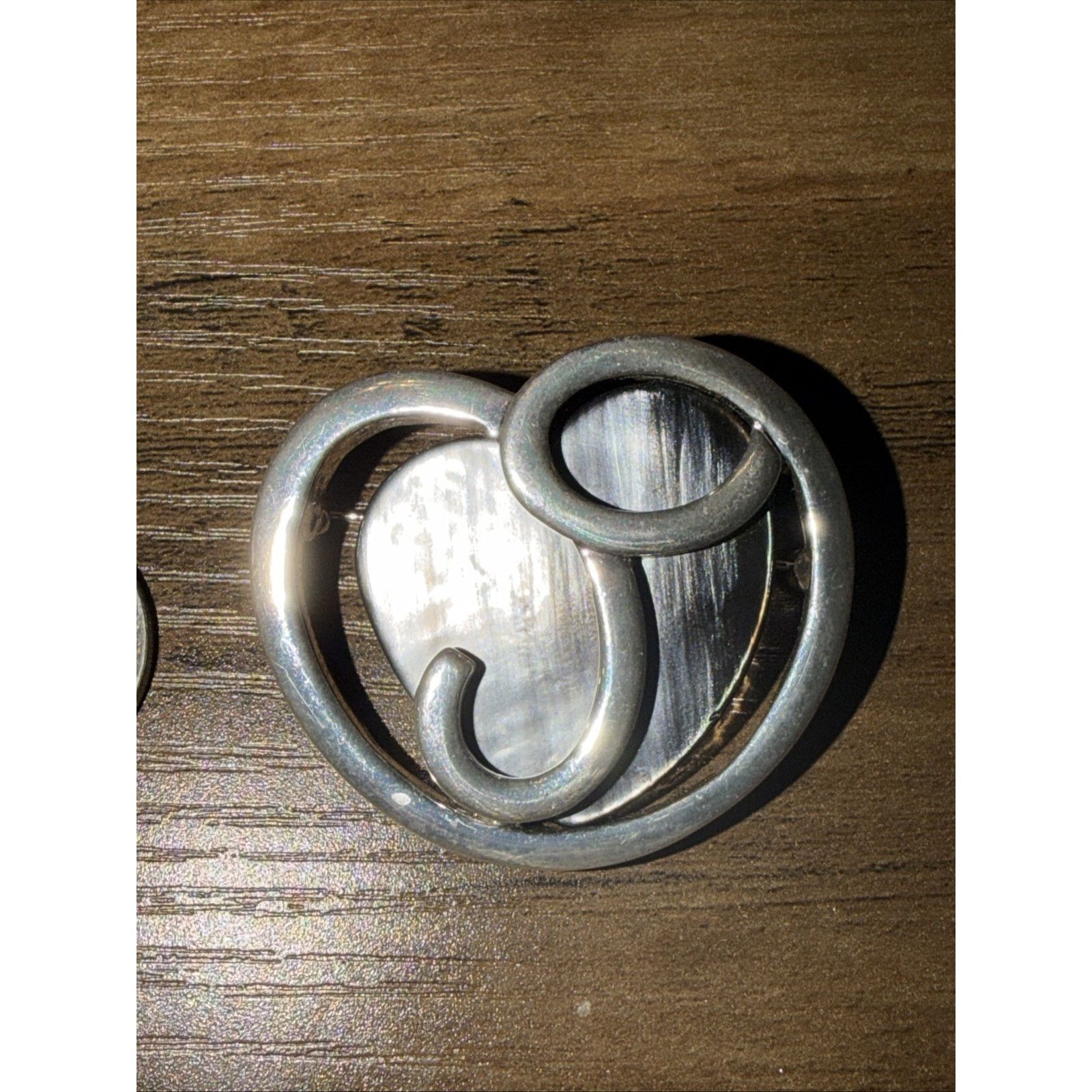 The Unbranded Brand Brooch Pin Vintage Heart with Center Brown Stone Silver Tone Size ONE SIZE - 4 Thumbnail
