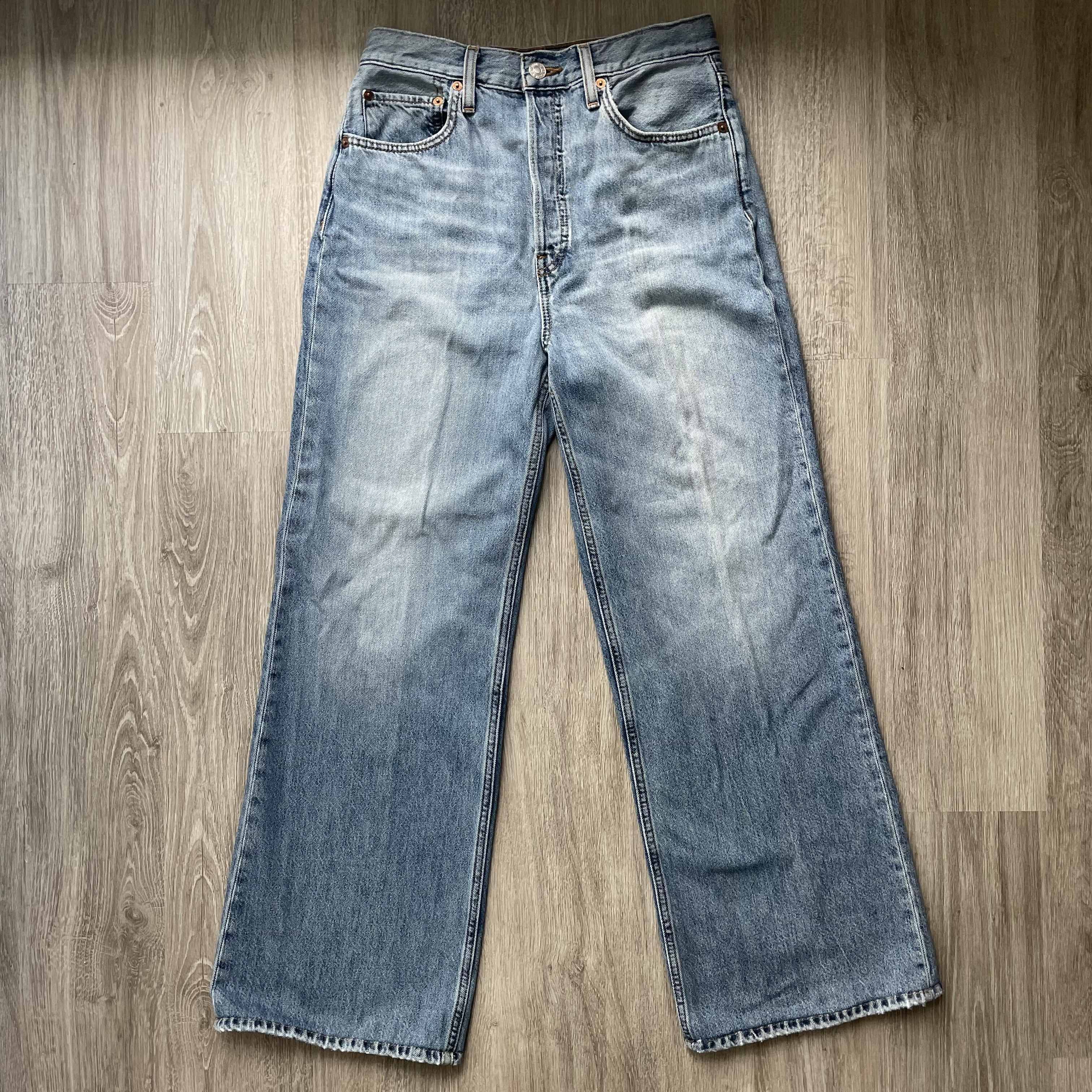 RE/DONE RE/DONE High Rise Wide Leg Sunfaded Flow Jeans Size 27 Size 27" / US 4 / IT 40 - 2 Thumbnail