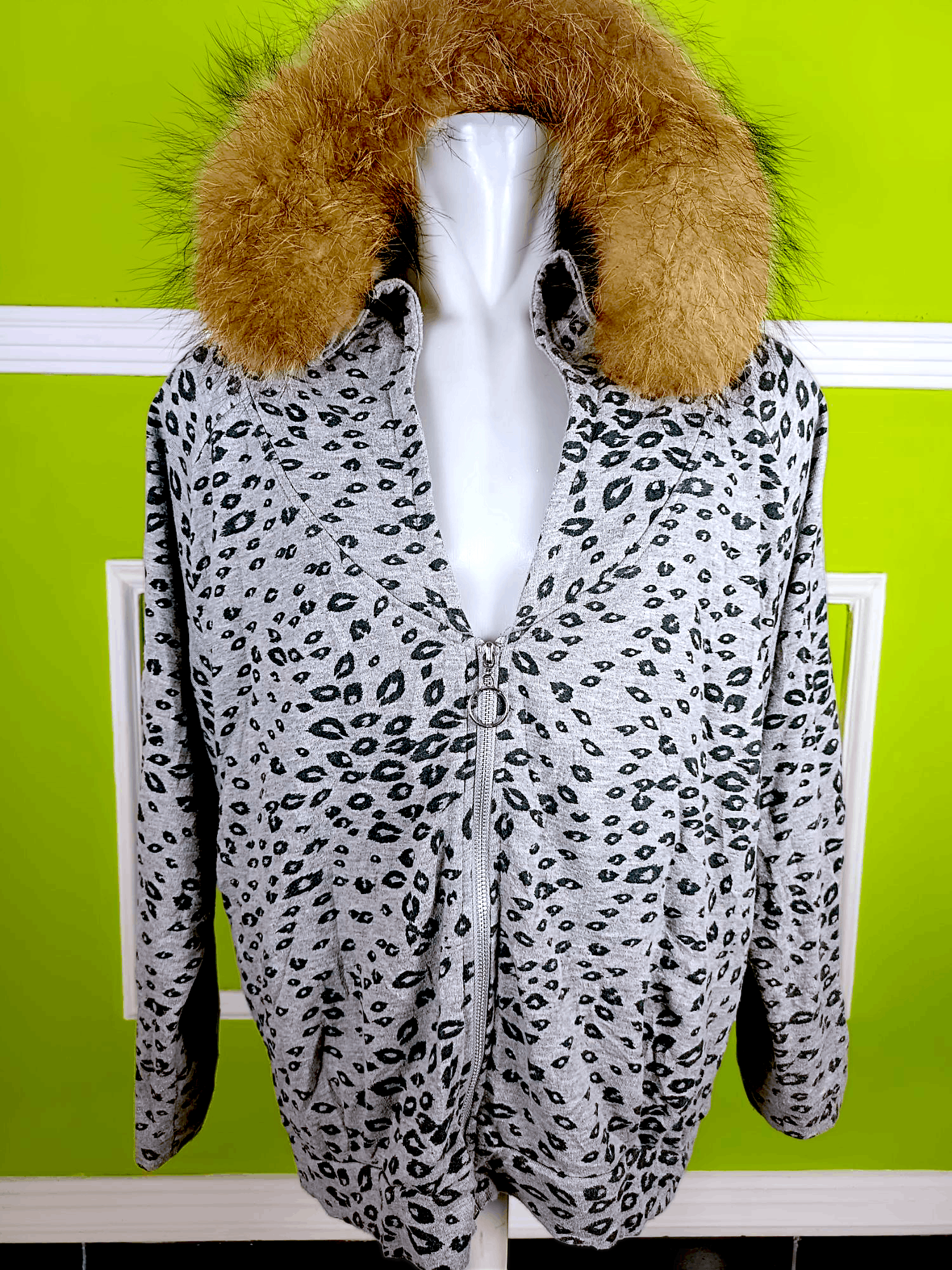 Japanese Brand × Le Grande Bleu (L.G.B.) LIQUID GIRL Oversized Fur Leopard Batwing Zip Hoodie Size US XXL / EU 58 / 5 - 1 Thumbnail