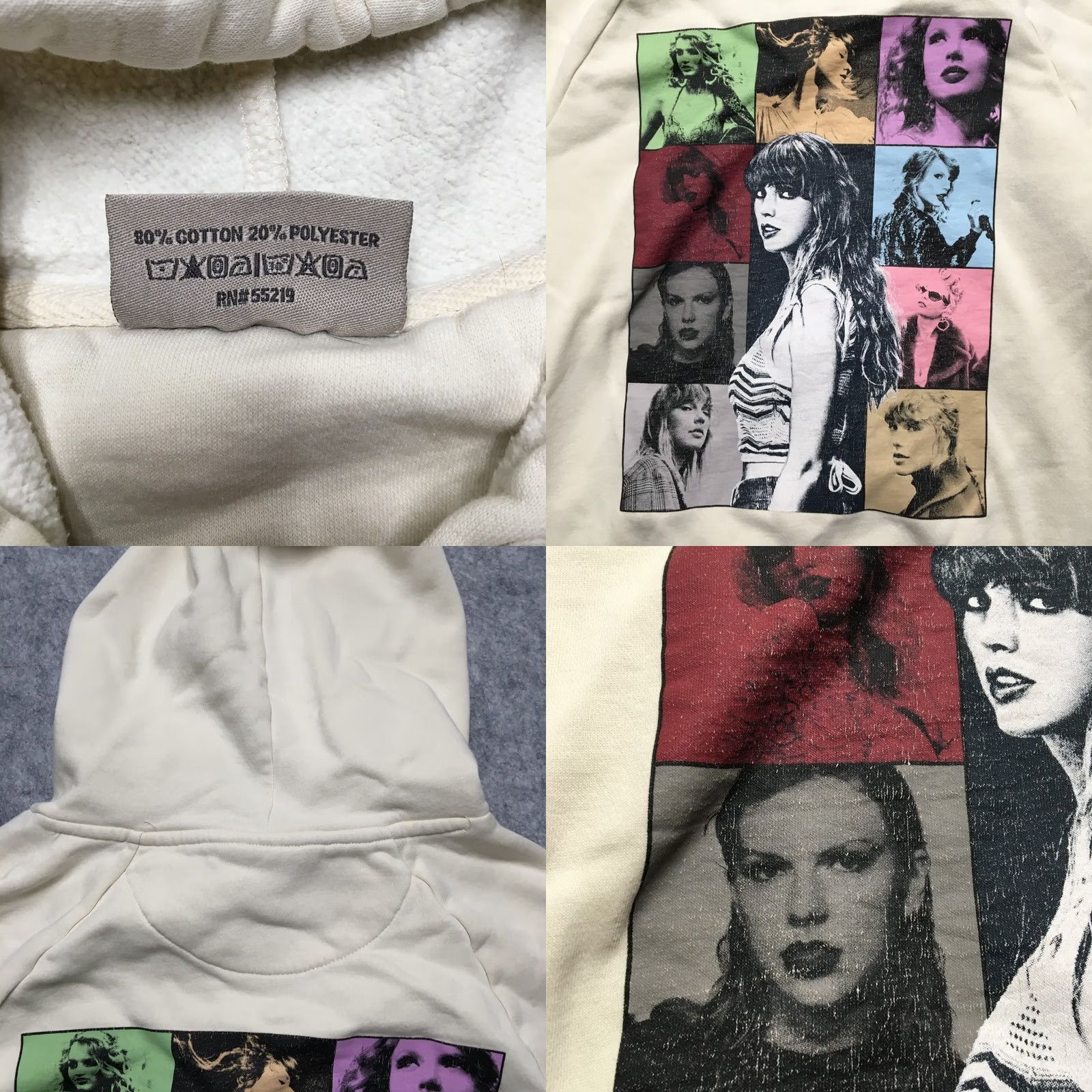 Vintage Taylor Swift The Eras Tour Merch Hoodie Adult Small Beige Pullover Size US S / EU 44-46 / 1 - 8 Thumbnail