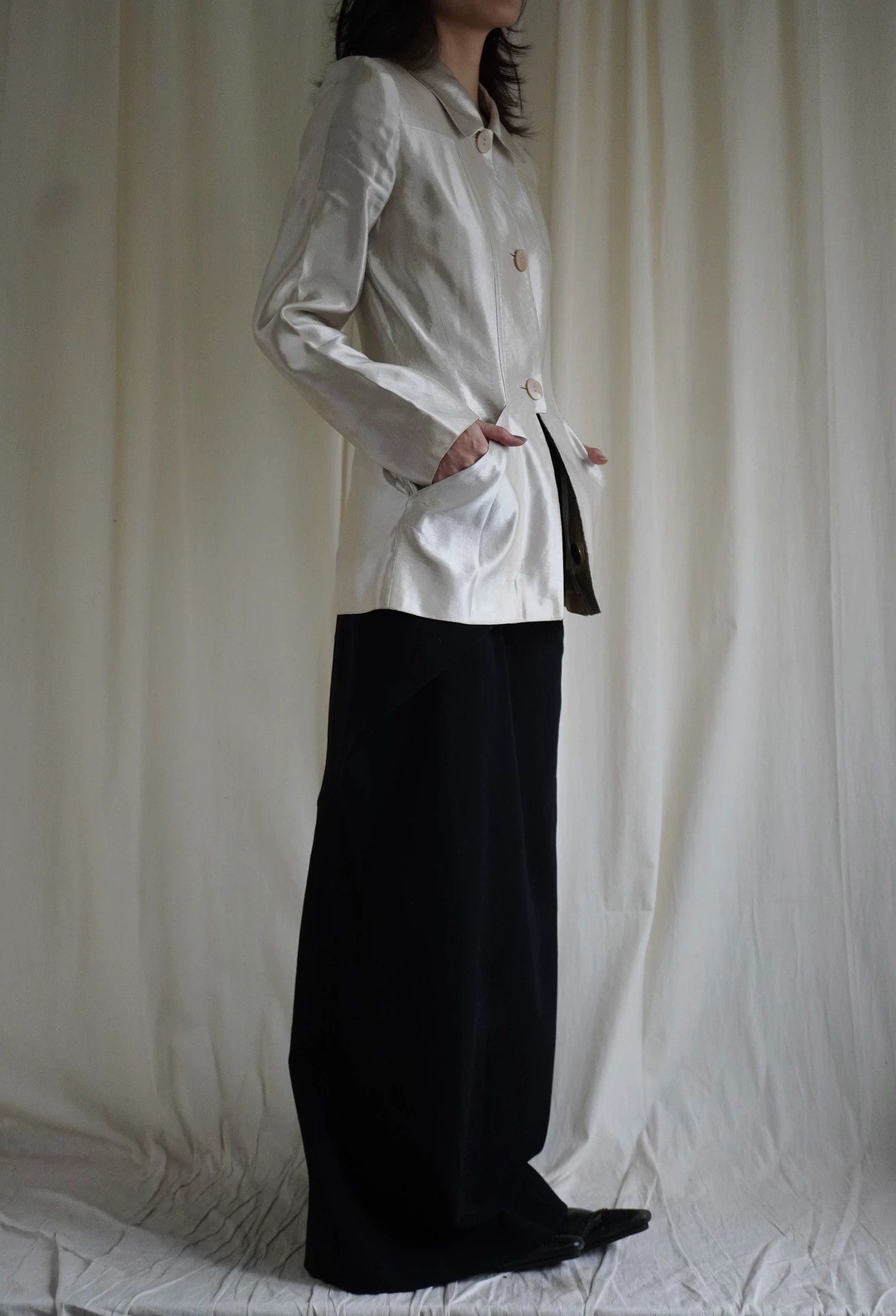 Kenzo Kenzo 1990s Lustrous Pearl White Tailored Jacket Size S Size S / US 4 / IT 40 - 4 Thumbnail