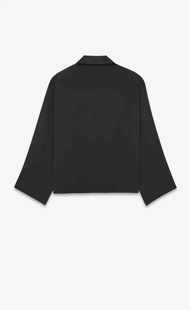 Saint Laurent Paris o1s1wg110725 Vareuse Shirt In Crepe Satin in Black Size US M / EU 48-50 / 2 - 3 Thumbnail