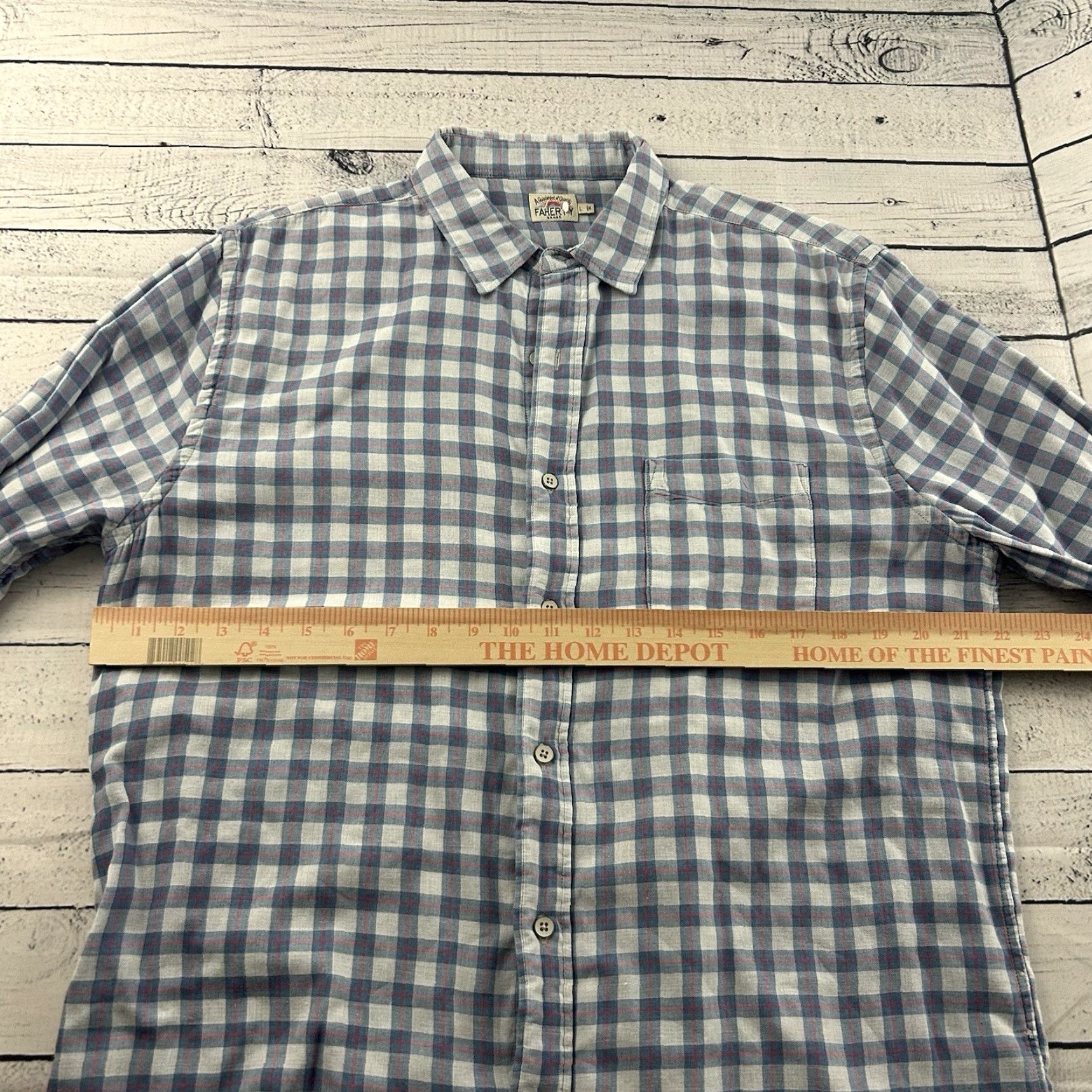 Faherty Faherty Long Sleeve Cotton Plaid Button Front Shirt Men's Large Blue Size US L / EU 52-54 / 3 - 4 Thumbnail