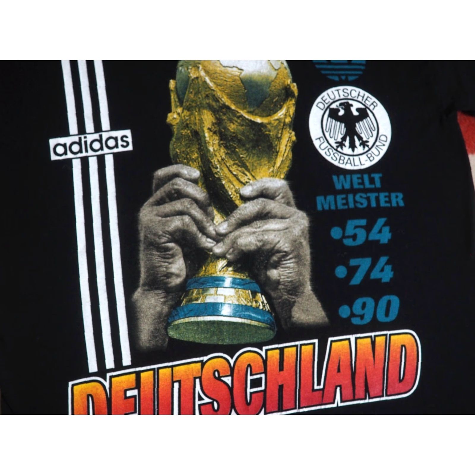 Adidas VINTAGE Adidas Germany National Team FIFA World Cup Champs Black Tee T-Shirt L Mens Size US L / EU 52-54 / 3 - 7 Thumbnail