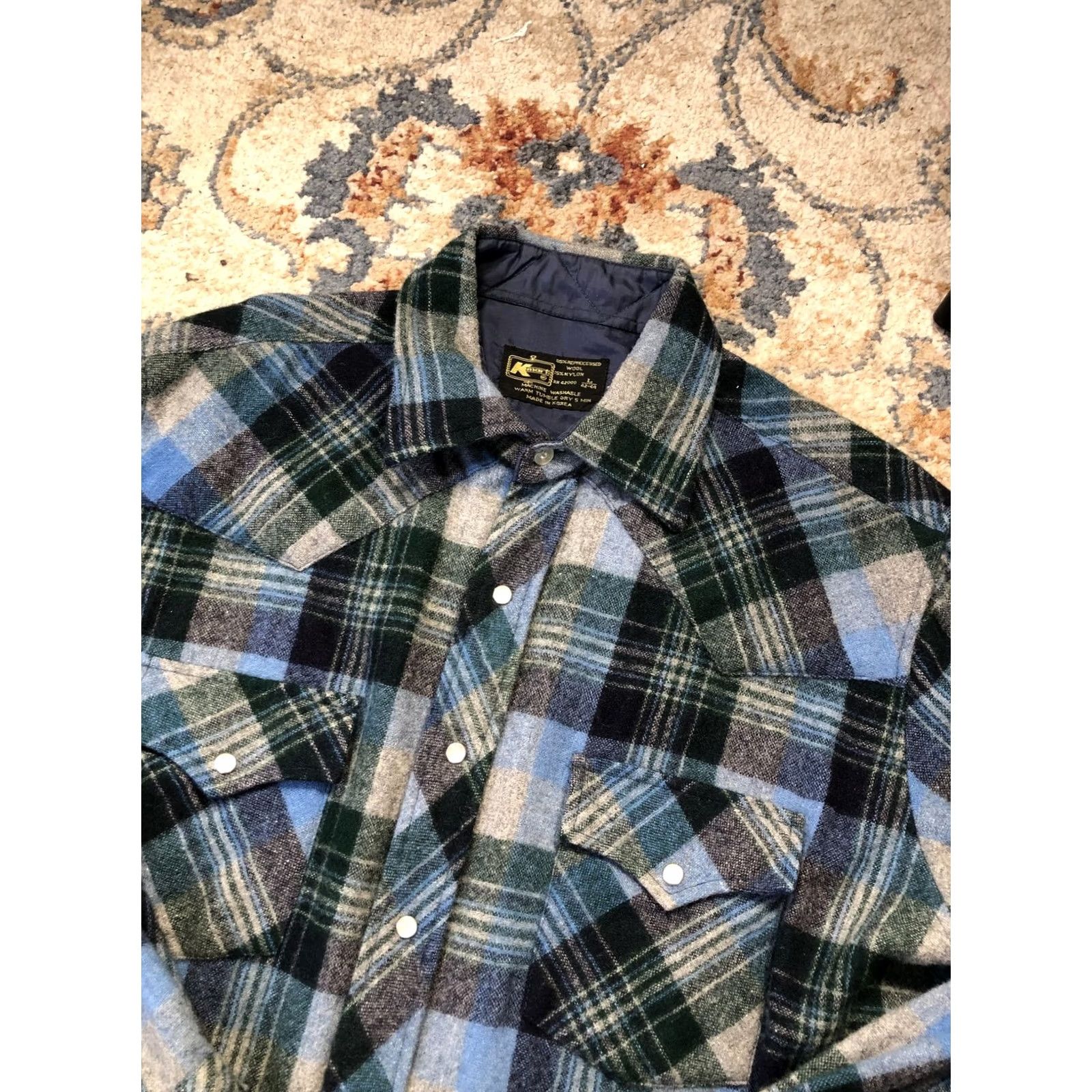 Vintage VINTAGE Kmart Shirt Mens Large Green Plaid Flannel Pearl Snap Long Sleeve Size US L / EU 52-54 / 3 - 6 Thumbnail