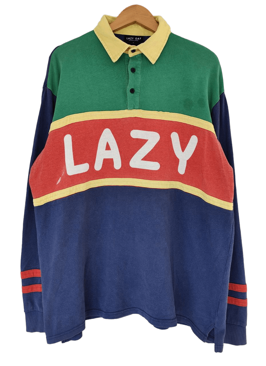 image of Lazy Oaf Longsleeve Polo T in Blue, Men's (Size XL)