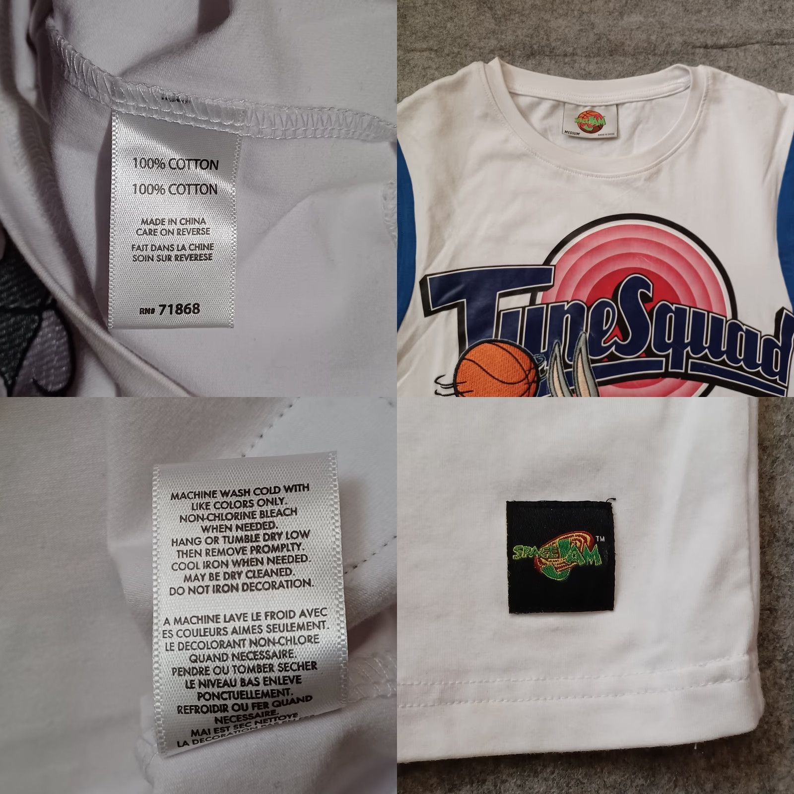 Vintage Space Jam Mens T Shirt Medium White Original Tune Squad Logo Short Sleeve Size US M / EU 48-50 / 2 - 9 Thumbnail