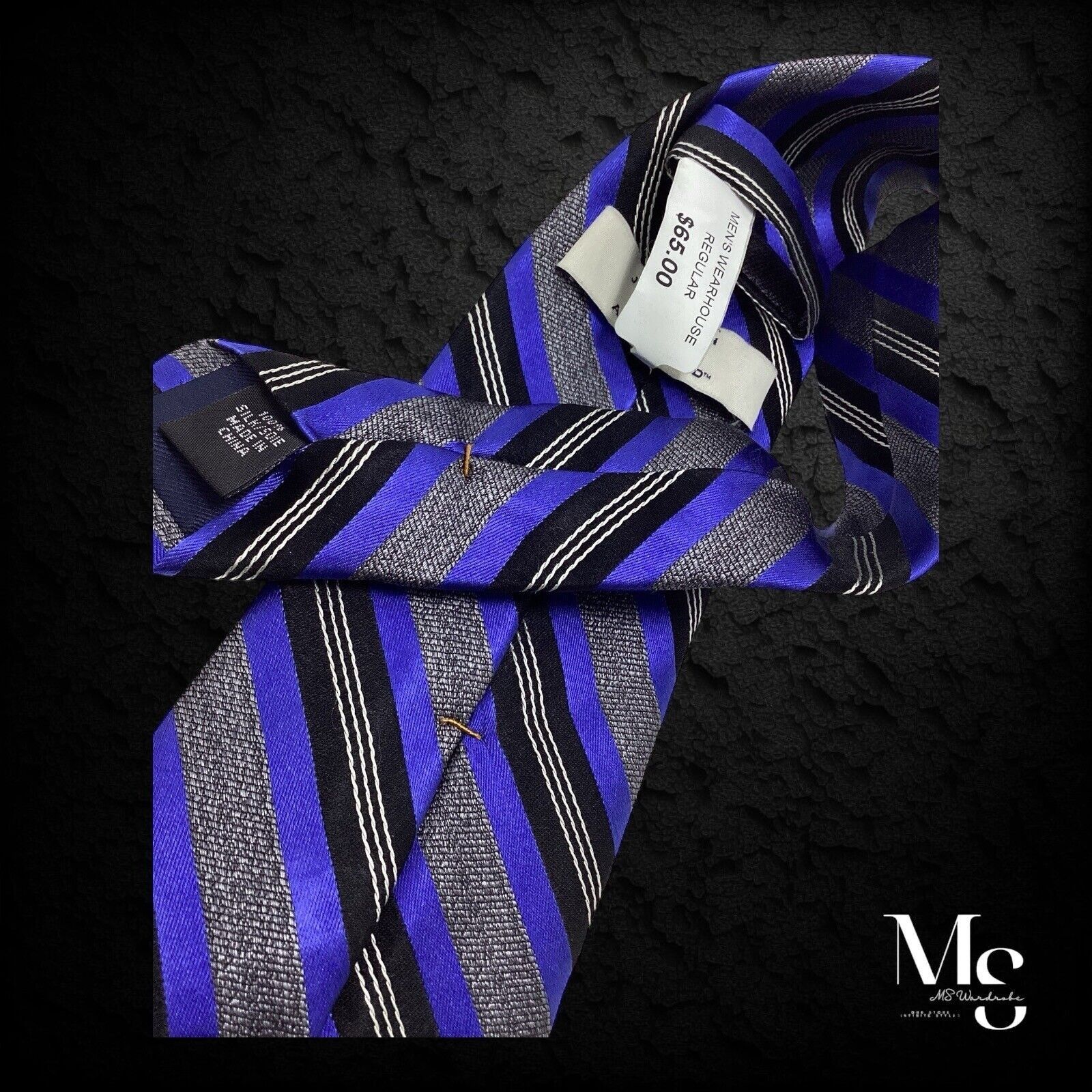 Joseph Abboud JOSEPH ABBOUD Blue Gray Striped Luxury Silk Tie W: 3" NWT Size ONE SIZE - 3 Thumbnail