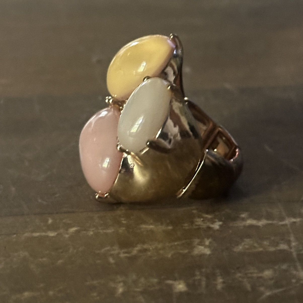 Other Gold tone multicolor cabochon stones stretch ring Size ONE SIZE - 7 Thumbnail