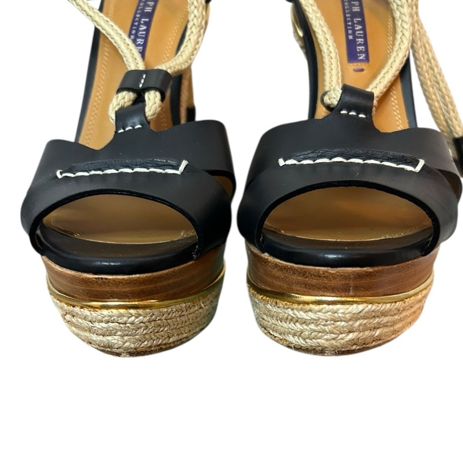 Ralph Lauren Ralph Lauren Purple Label Black Leather Rope Espadrille Heel Size US 9 / IT 39 - 4 Thumbnail