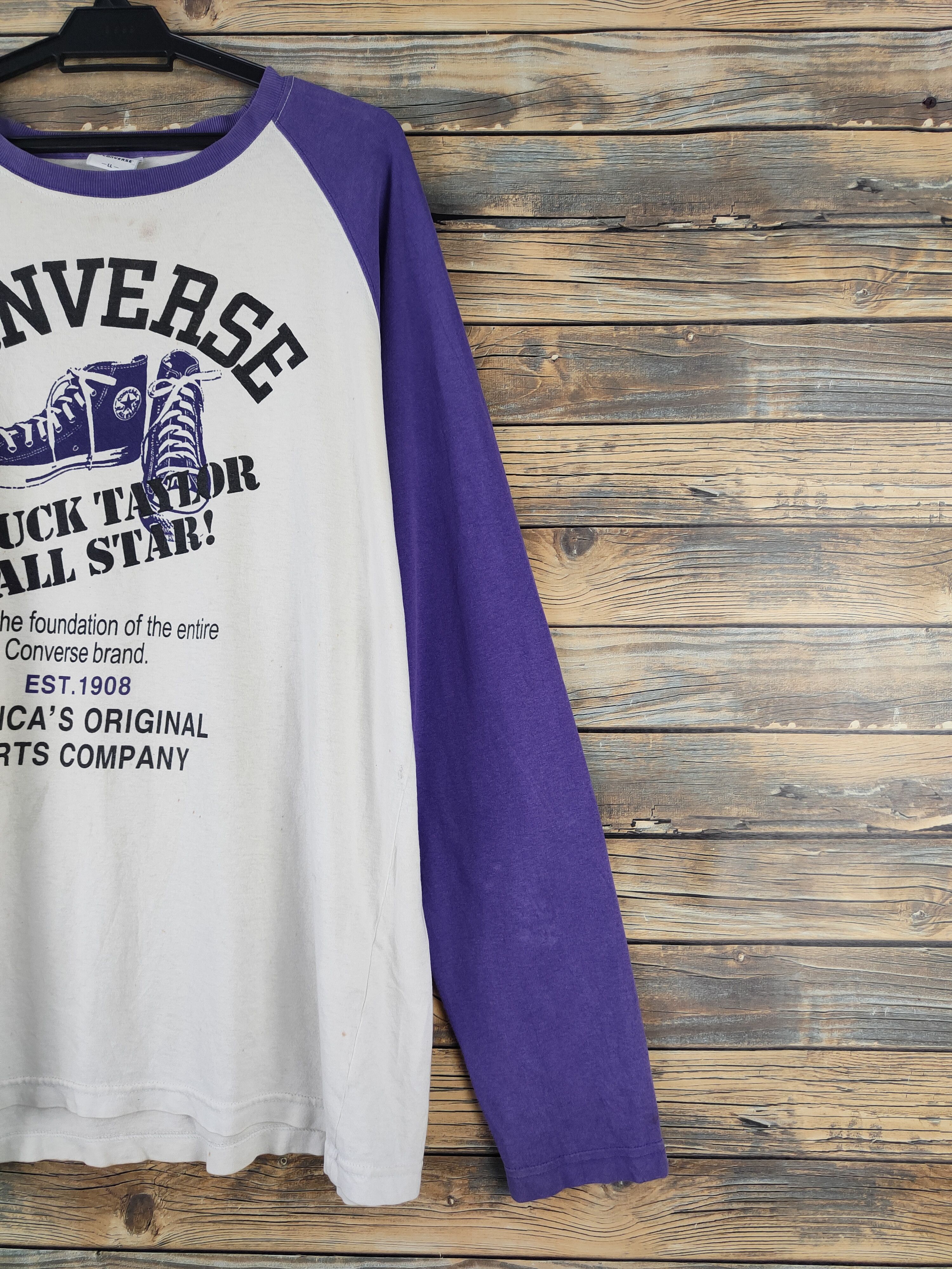 Converse DL Converse Purple White Long Sleeve T-shirts #1396 Size US L / EU 52-54 / 3 - 6 Thumbnail