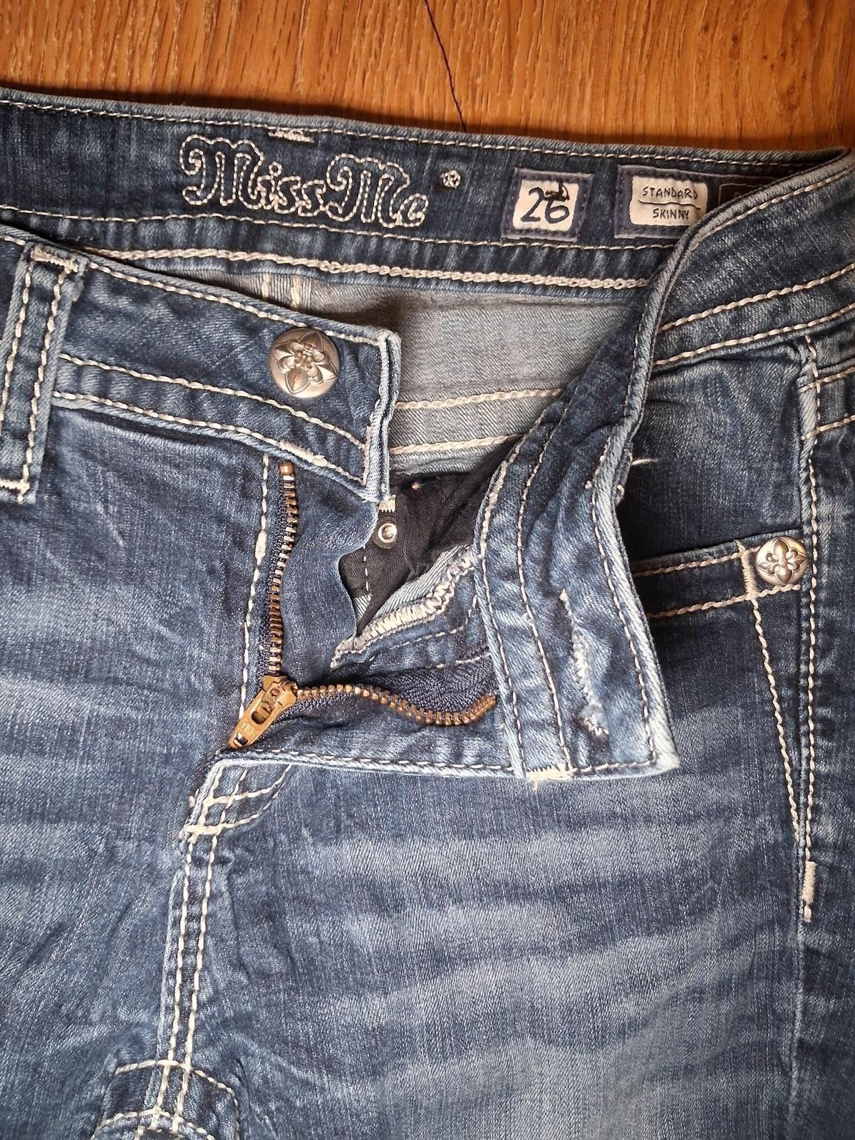 Other Miss Me Jeans Womens 26x31.5 Blue Cotton Distressed Skinny Size 26" / US 2 / IT 38 - 6 Thumbnail