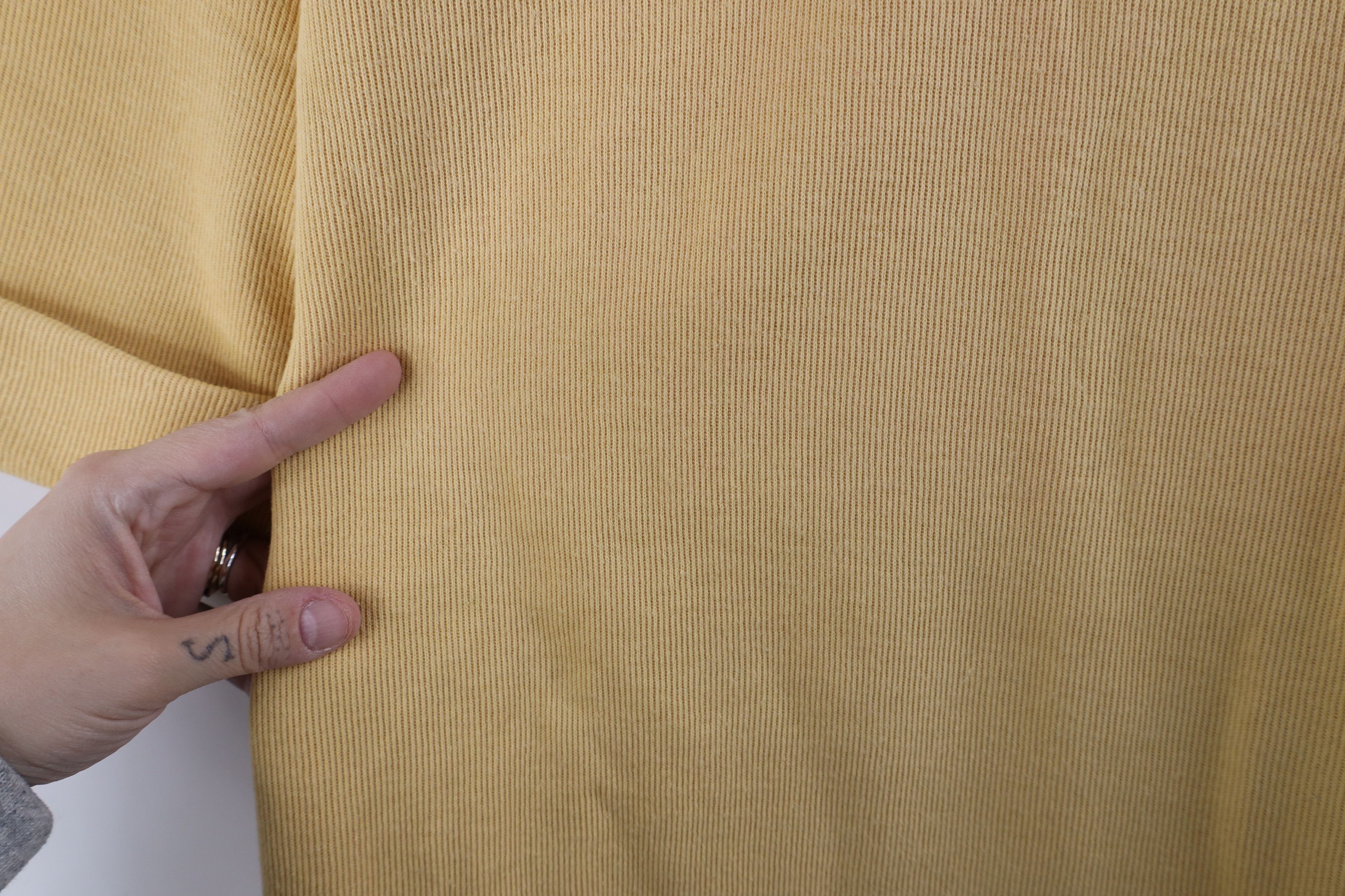 Express × Vintage Vintage 90s Express Ribbed Knit V-Neck T-Shirt Yellow Size L / US 10 / IT 46 - 6 Thumbnail
