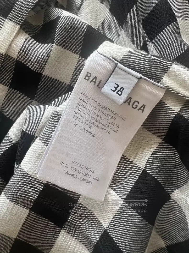Balenciaga Balenciaga Black and White Plaid Long Sleeve Shirt Dress Size XS / US 0-2 / IT 36-38 - 6 Thumbnail