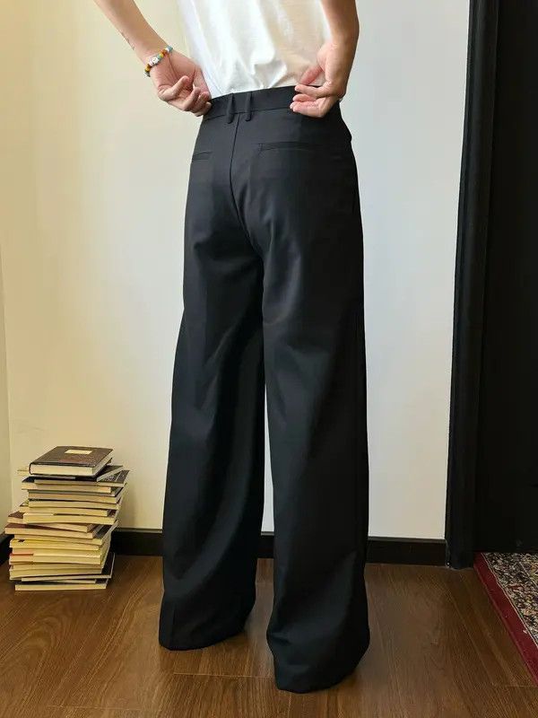 Vintage Black High Waist Straight Wide Leg Pleated Pants / Trousers Size US 34 / EU 50 - 6 Thumbnail