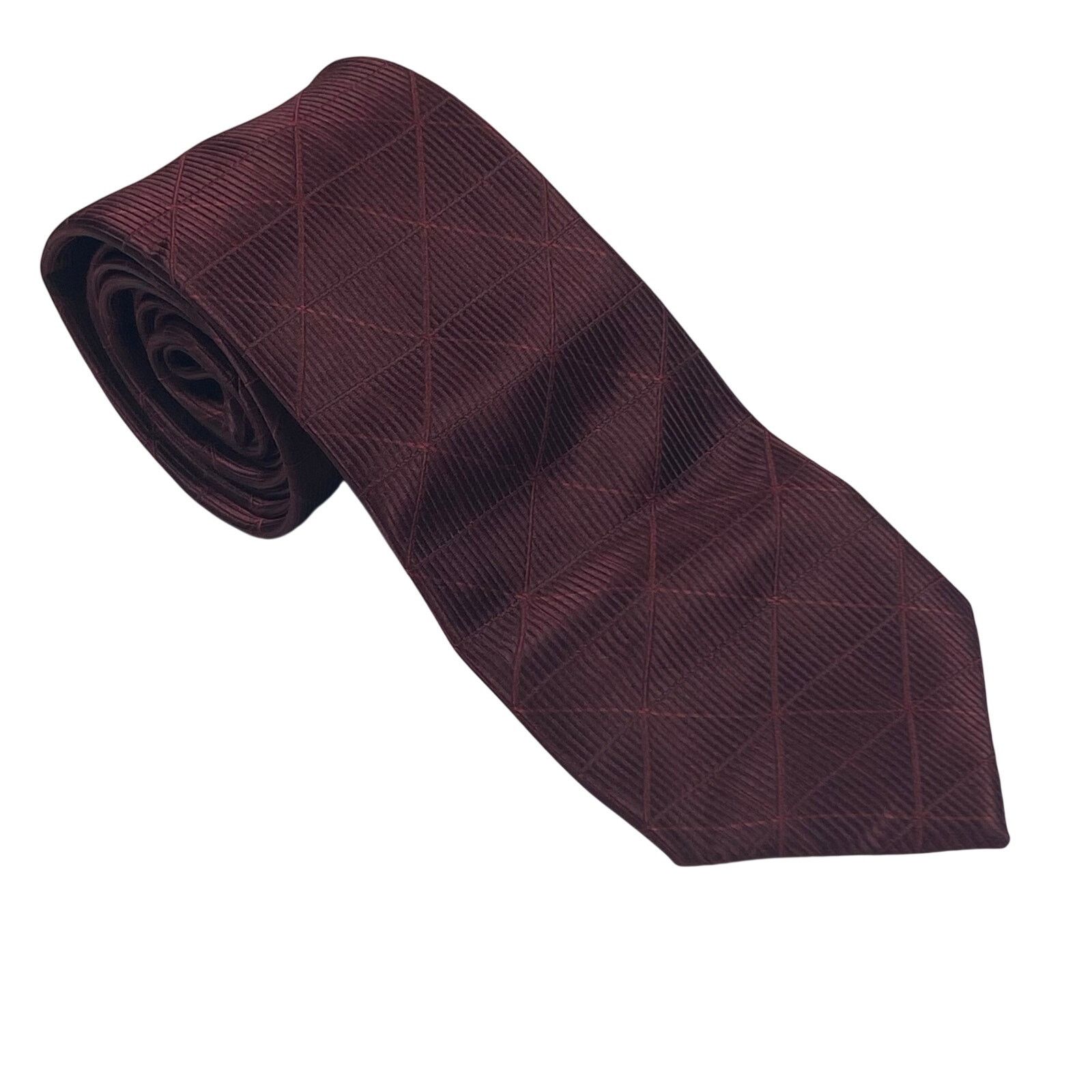 Van Heusen Van Heusen Men's Tie Traveler Slim Maroon Geometric Size ONE SIZE - 1 Thumbnail
