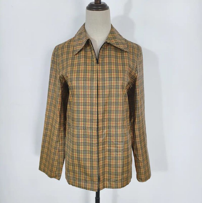 Burberry Burberry Khaki Cotton Plaid Long Sleeve Cardigan Size M / US 6-8 / IT 42-44 - 1 Thumbnail