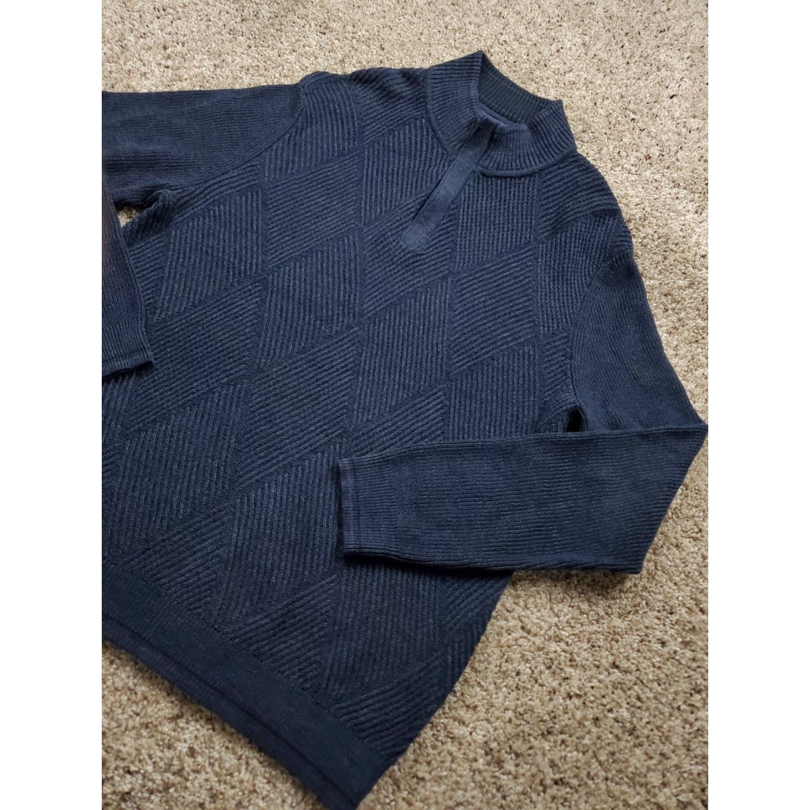Tommy Bahama Tommy Bahama Sweater Mens Large Navy Blue Quarter Zip Pullover Diamond Knit 100% Pima Cotton Lightweight Classic Preppy Knit - Mens? Size US L / EU 52-54 / 3 - 2 Thumbnail