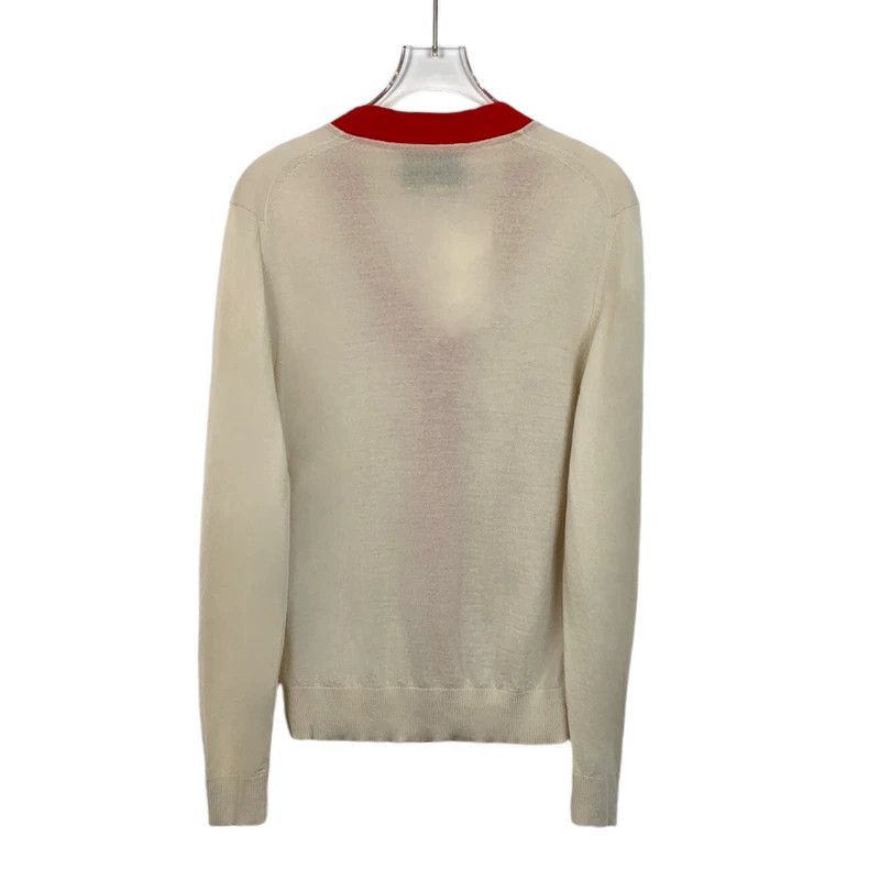 Gucci Gucci Beige bee embroidered wool V-neck long-sleeved knitte Size US S / EU 44-46 / 1 - 2 Thumbnail