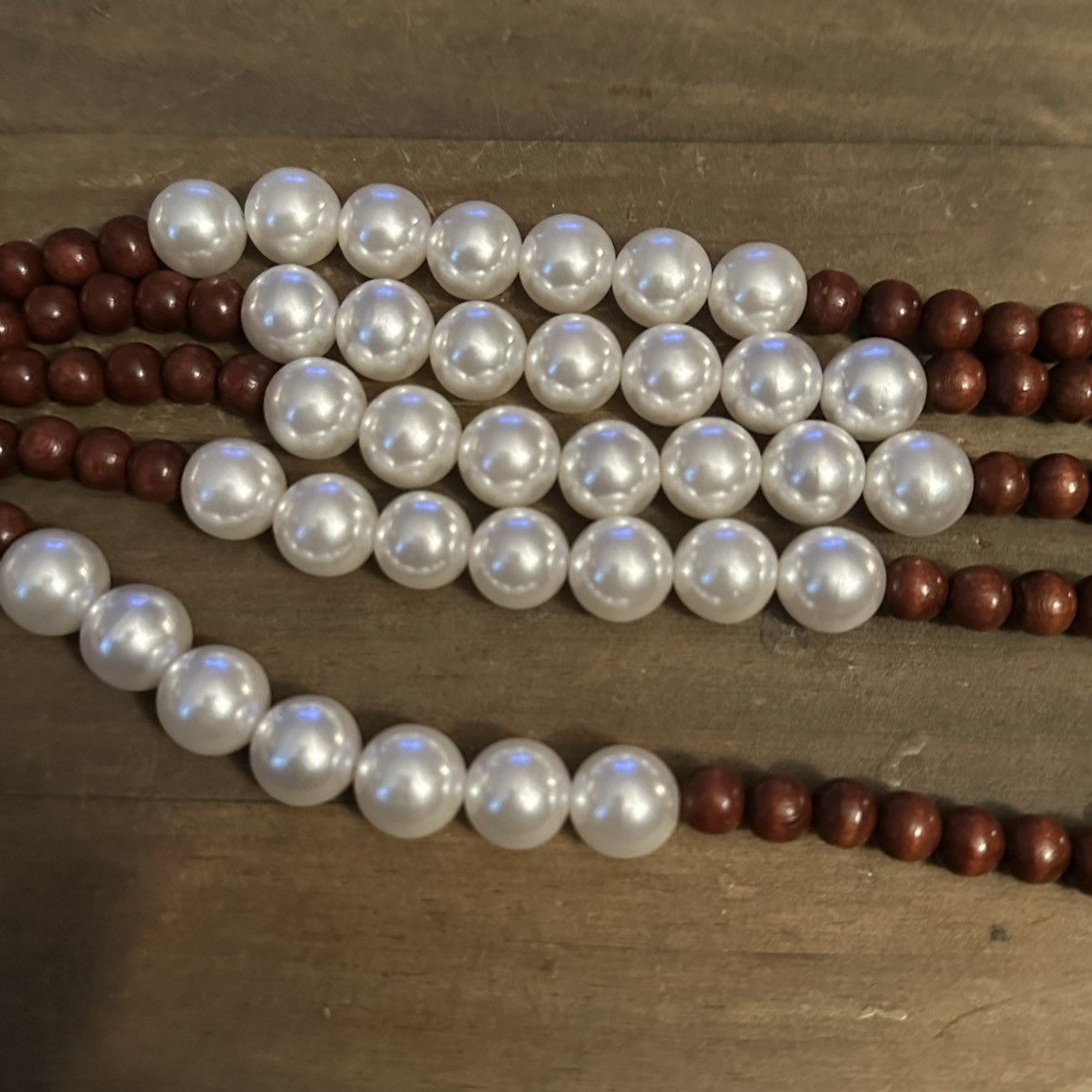 Vintage Vintage long multi strand wooden bead and pearl necklace Size ONE SIZE - 3 Thumbnail