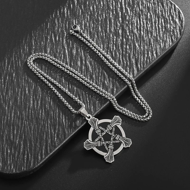 Jewelry Broom Witchcraft Pentagram Pendant Necklace Size ONE SIZE - 3 Thumbnail