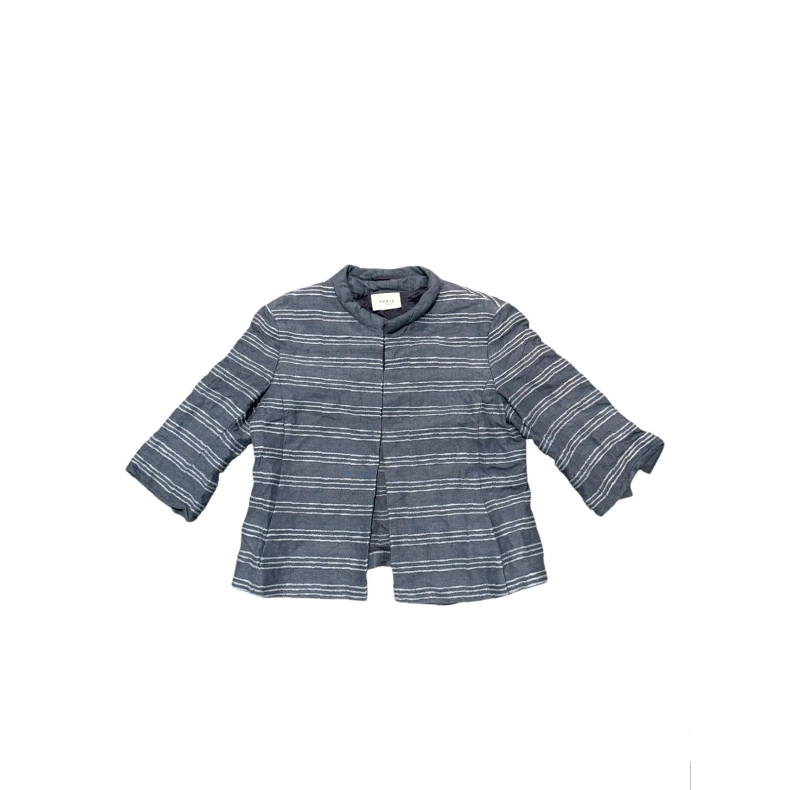 Akris Akris Punto 100% Silk Striped Jacket Blue White Hook Eye Sz 6 US 38 F 36 D - Blazer - Women - Regular - Basic Jacket - Designer - Vintage: No Size M / US 6-8 / IT 42-44 - 2 Thumbnail