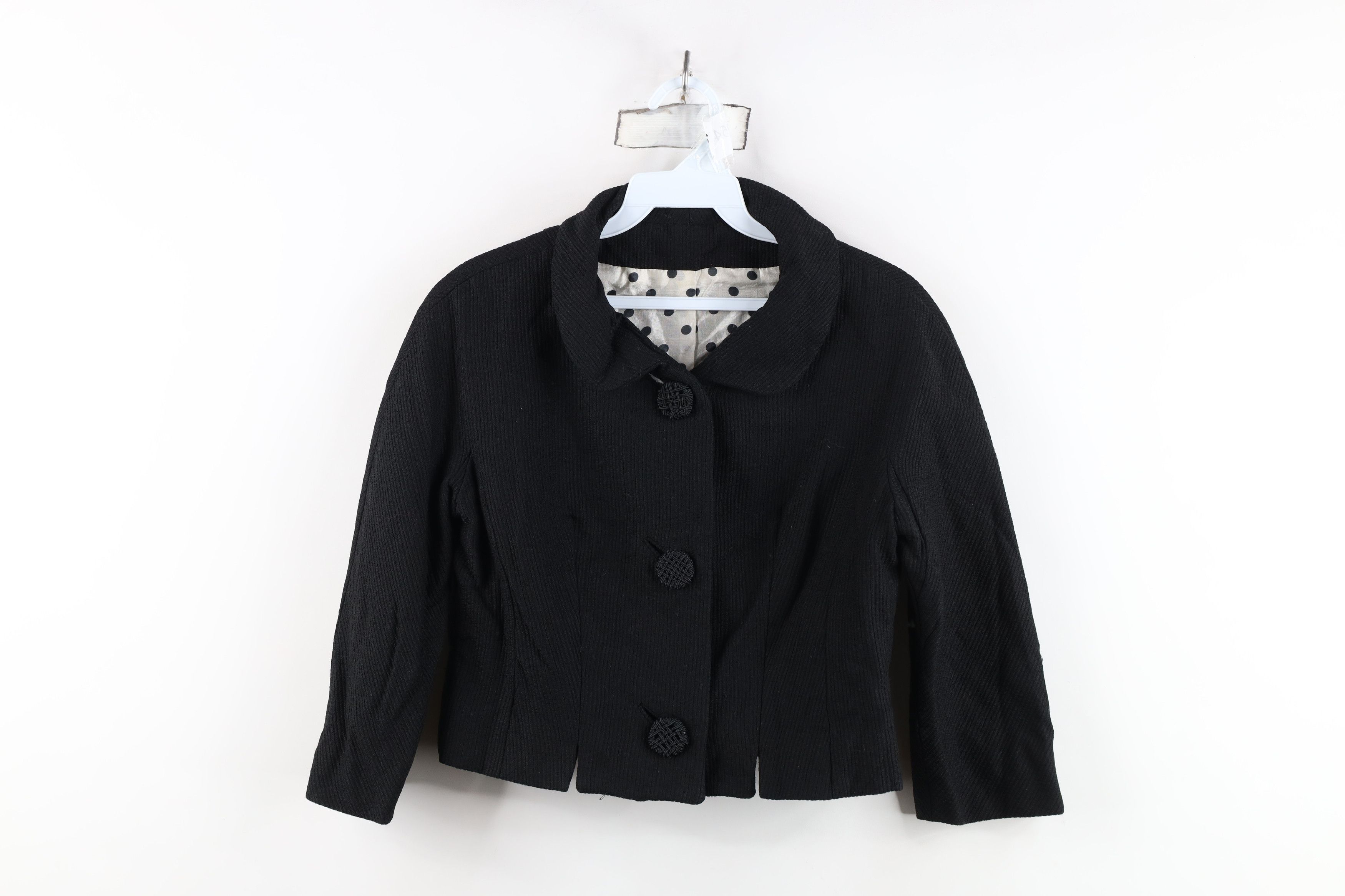 Vintage Vintage 60s 70s Streetwear Big Button Blazer Jacket Black Size S / US 4 / IT 40 - 1 Thumbnail