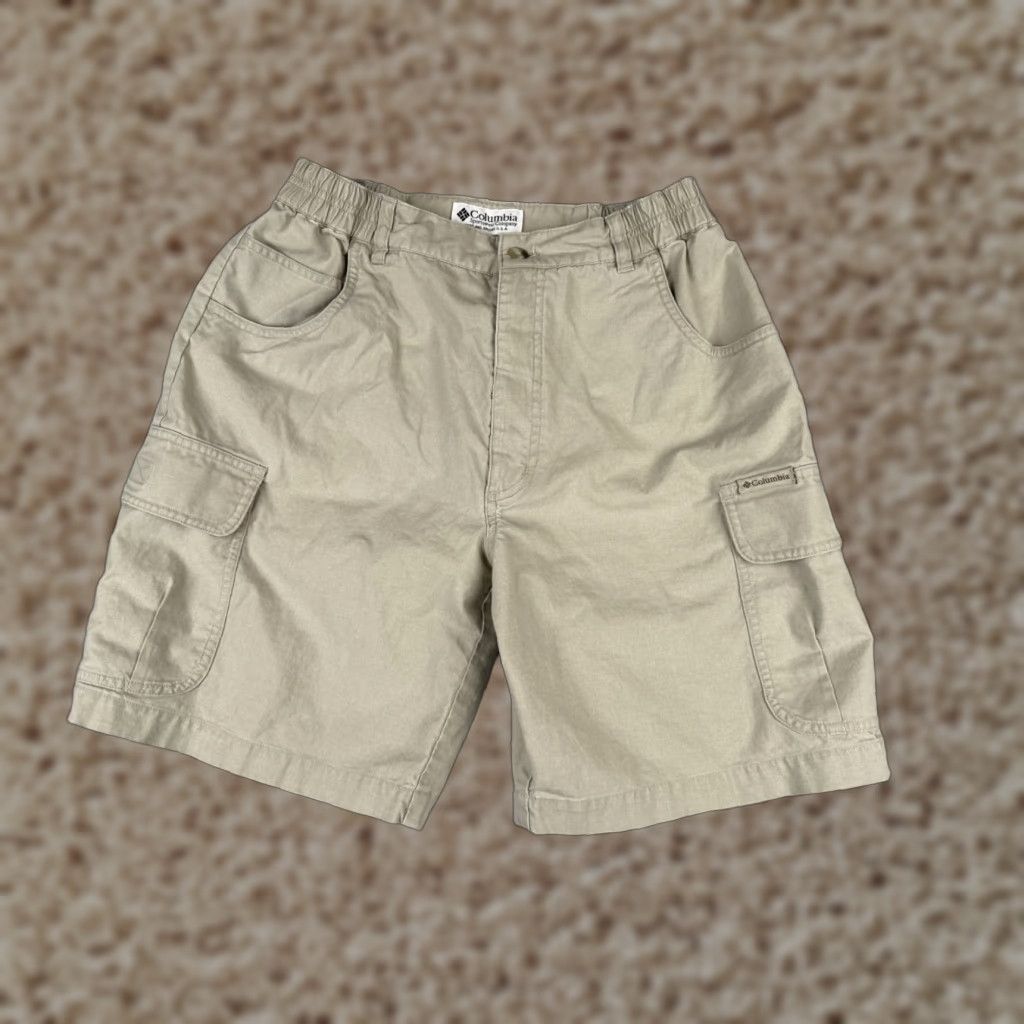 VINTAGE Columbia Cargo Shorts Womens Beige Cotton High Waist