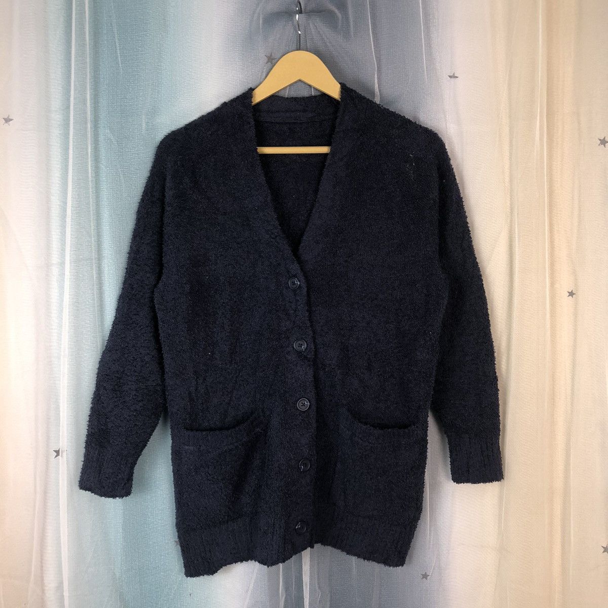 Aran Isles Knitwear × Homespun Knitwear × Japanese Brand Uniqlo Dark Blue Mohair Cardigan #894 Size M / US 6-8 / IT 42-44 - 1 Thumbnail