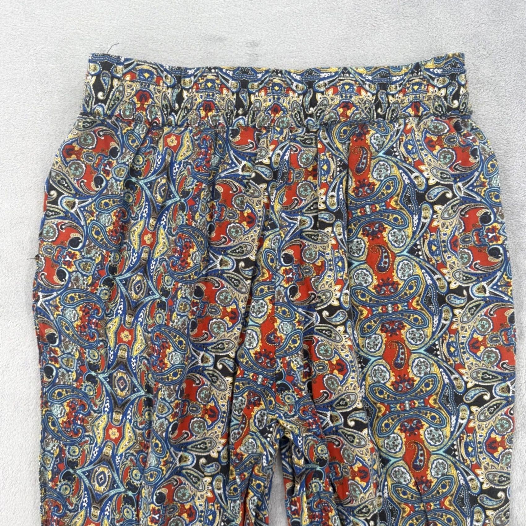 Vintage Kaktus Womens Paisley Print Rayon Pants Elastic Waist Boho Red Blue Size L Size 36" / US 14 / IT 50 - 7 Thumbnail