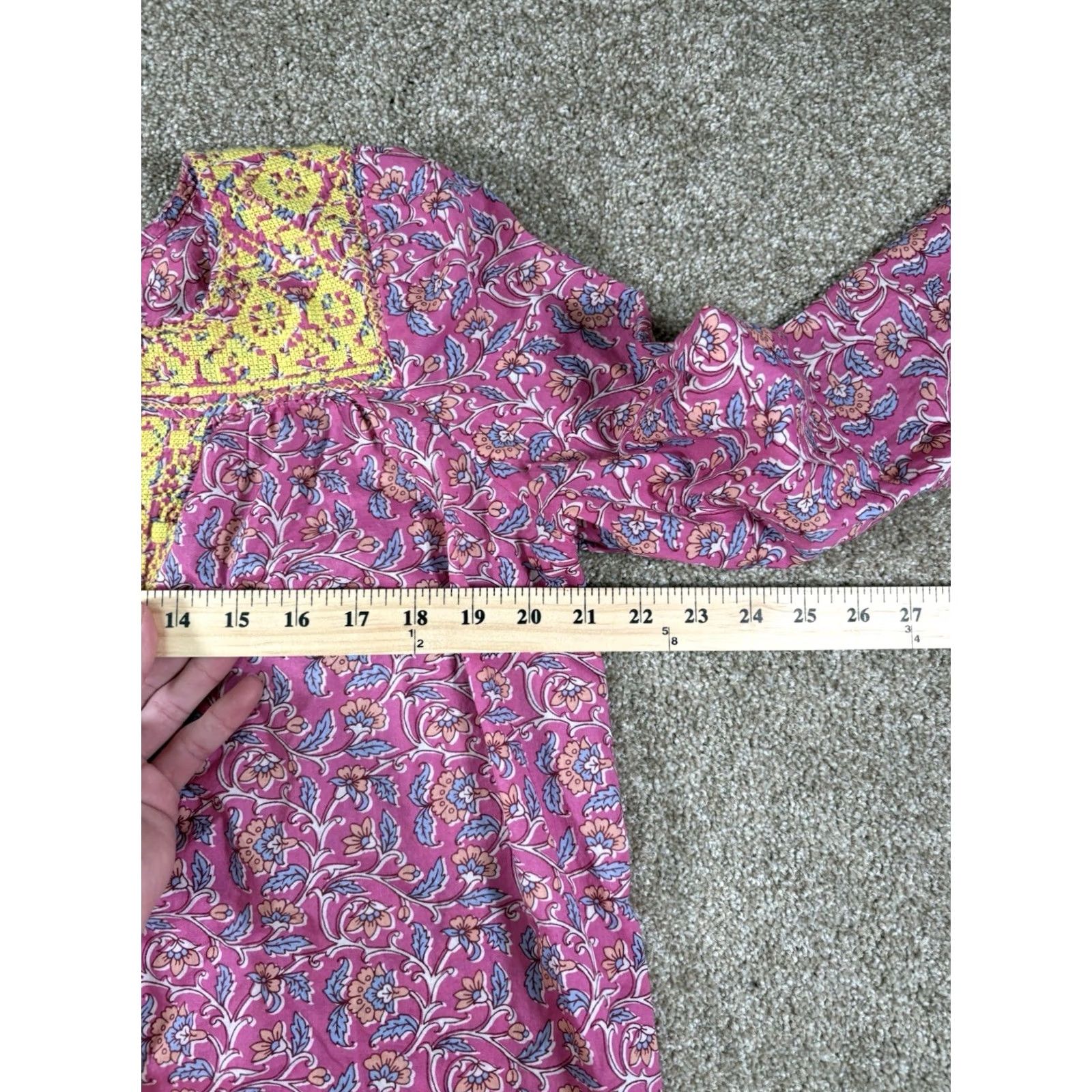 J.Crew J.CREW Blouse Pink Embroidered Floral Cotton Long Sleeve Boho V-Neck Womens M Size M / US 6-8 / IT 42-44 - 7 Thumbnail
