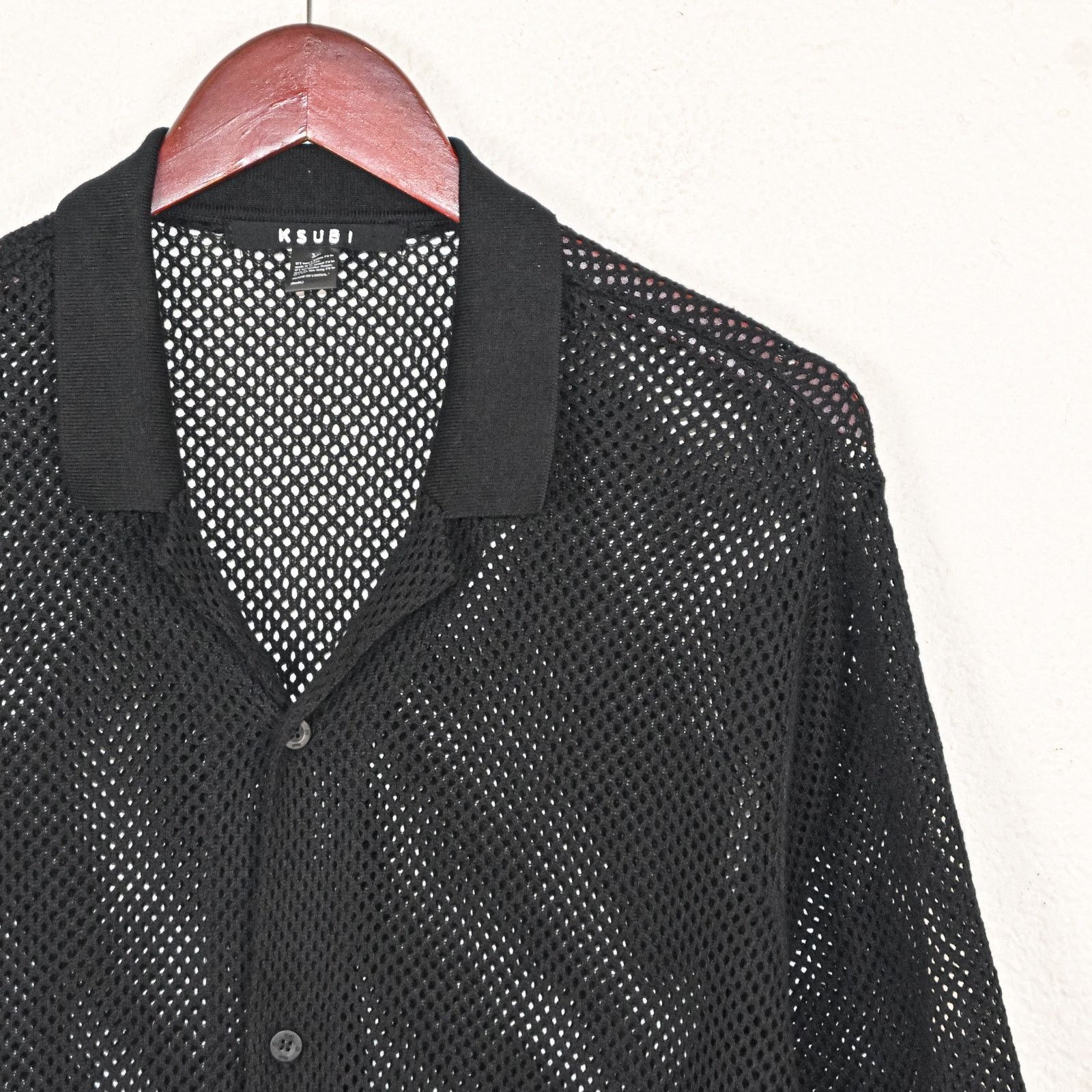 Ksubi Ksubi XL Open Knit Resort Camp Shirt short Sleeve in Black Size US XL / EU 56 / 4 - 4 Thumbnail