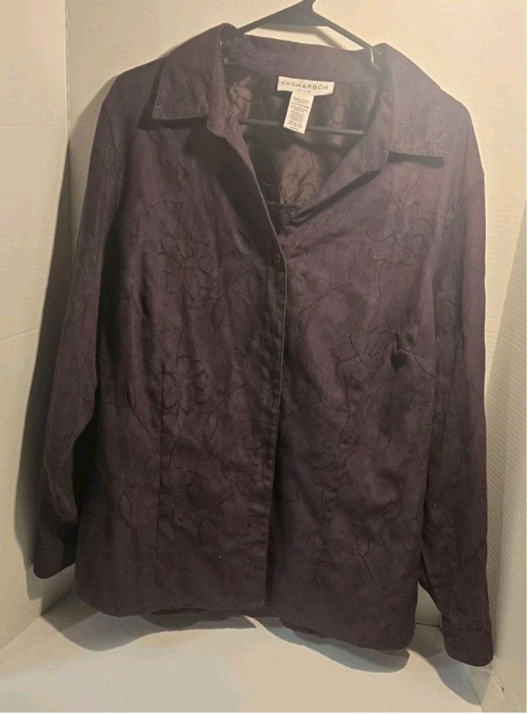 The Unbranded Brand Sagharbor Women's Purple Long Sleeve Button Up Shirt Size XL / US 12-14 / IT 48-50 - 1 Thumbnail