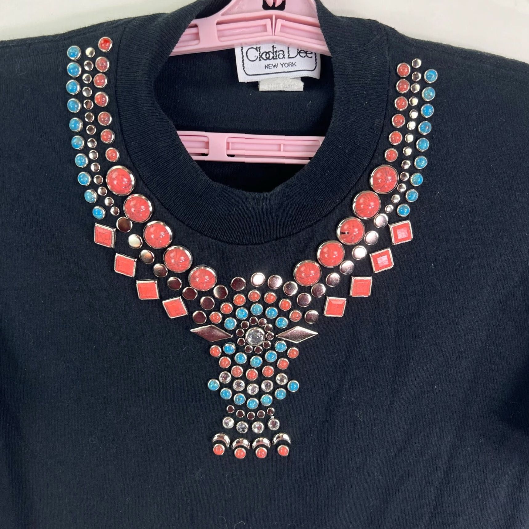 Vintage VINTAGE Clodia Dee NY Black Siler &Jem Stone Art V-Neck Shirt Women's S Southwest Size S / US 4 / IT 40 - 4 Thumbnail