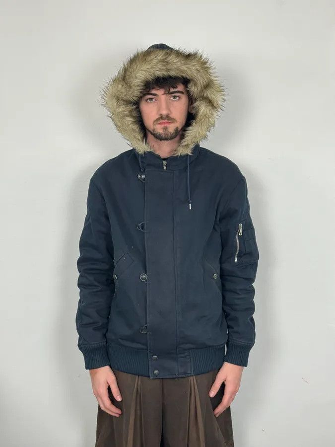 A.P.C. A.P.C. Navy Aviator Fur Hooded Bomber Jacket Size US M / EU 48-50 / 2 - 3 Thumbnail