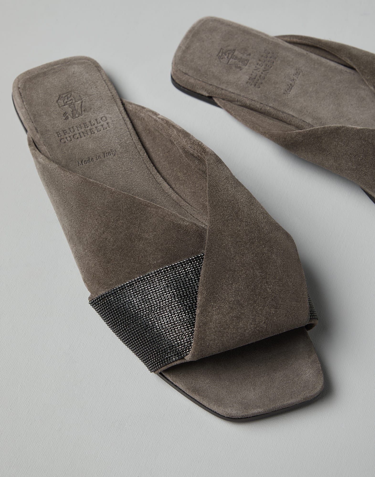 Brunello Cucinelli o1w1db10825 Slippers in Dark Grey Size US 8 / IT 38 - 4 Thumbnail