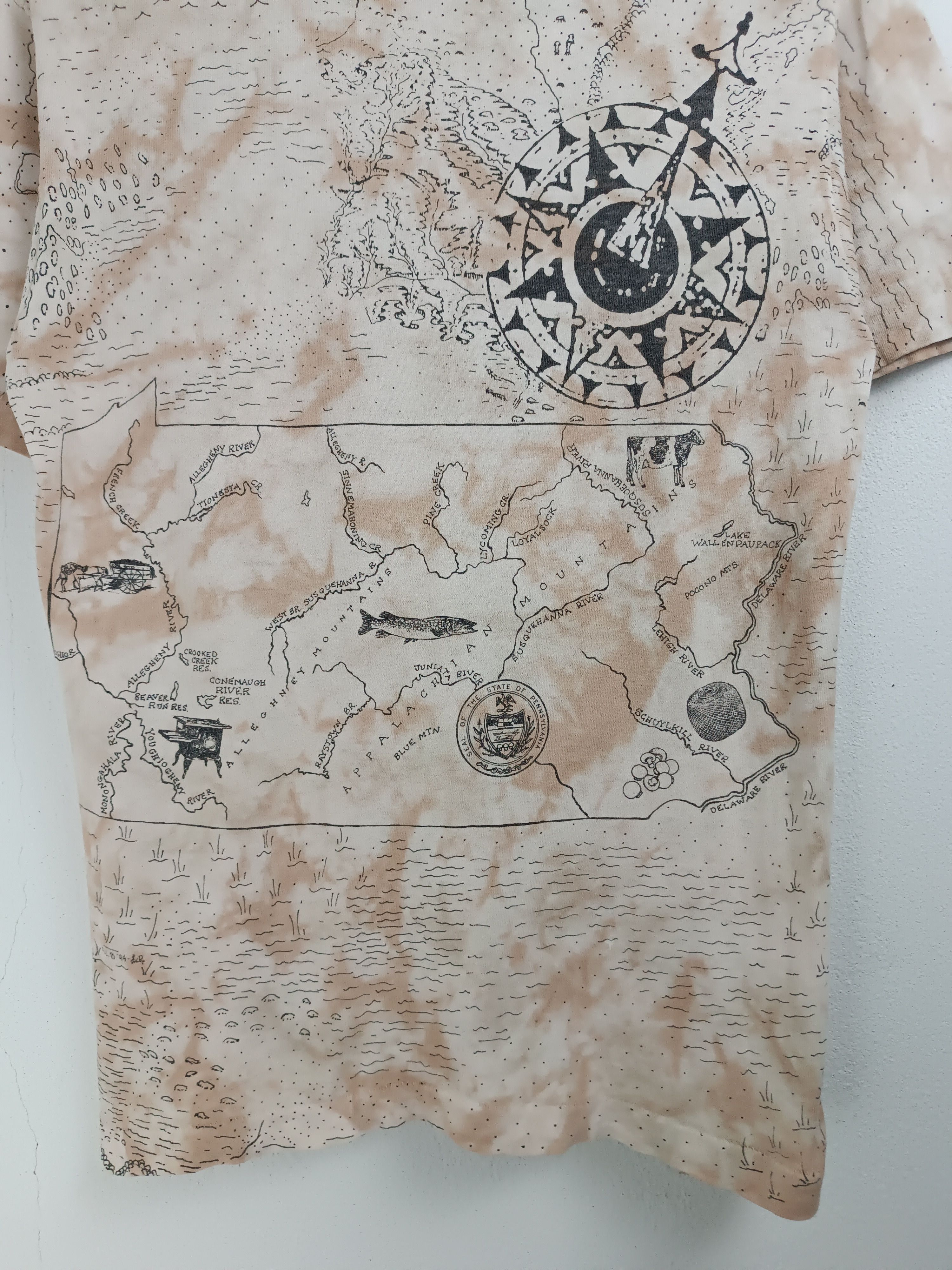Vintage VINTAGE 90'S PENNSYLVANIA STATE AOP MAP TEE VERY RARE OVP Size US M / EU 48-50 / 2 - 7 Thumbnail