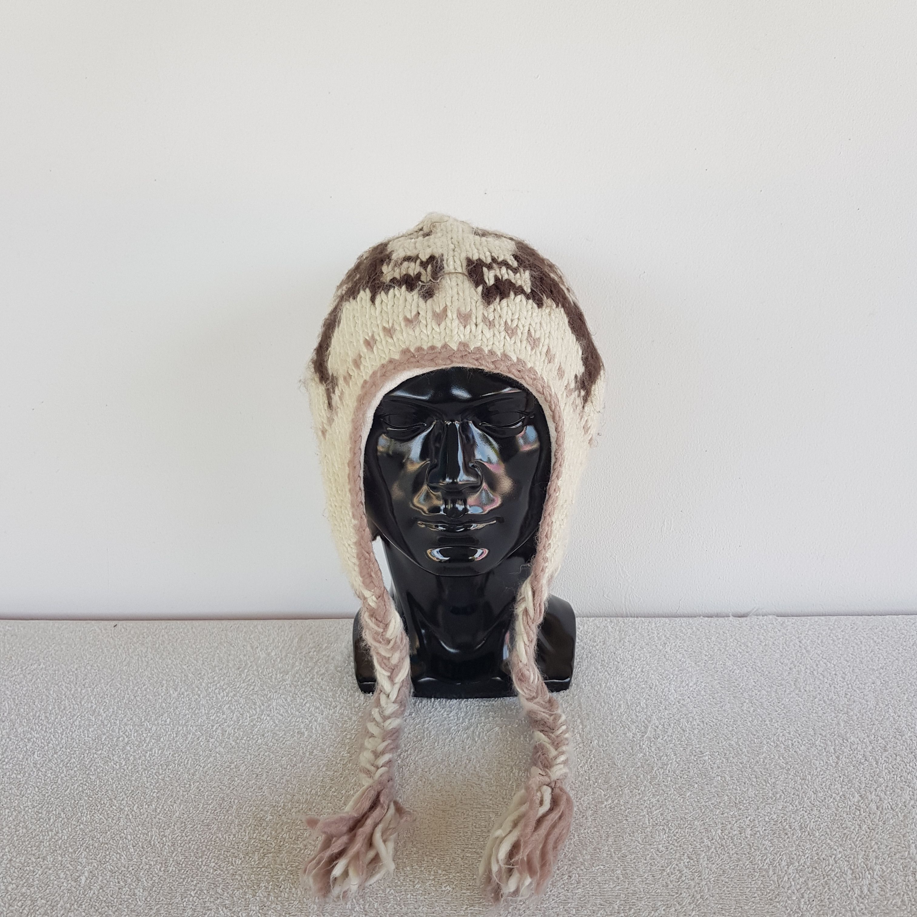 Japanese Brand Vintage Navajo Aztec Deer Earflap Beanie Snow Caps Ski Hats. Size ONE SIZE - 2 Thumbnail