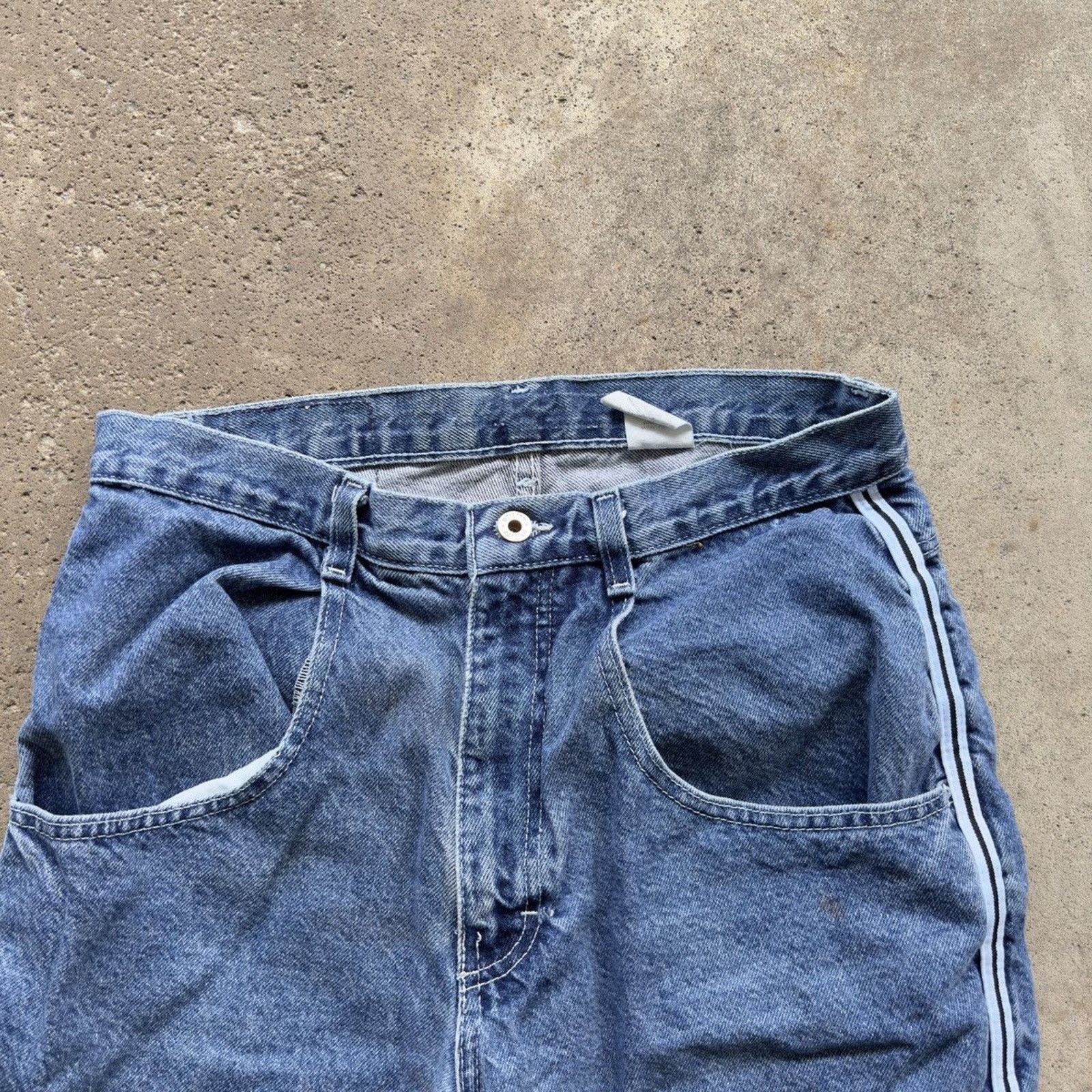 Vintage Y2K Utility Baggy Skater Track Jean Shorts ERD Grunge JNCO Size US 31 - 3 Thumbnail