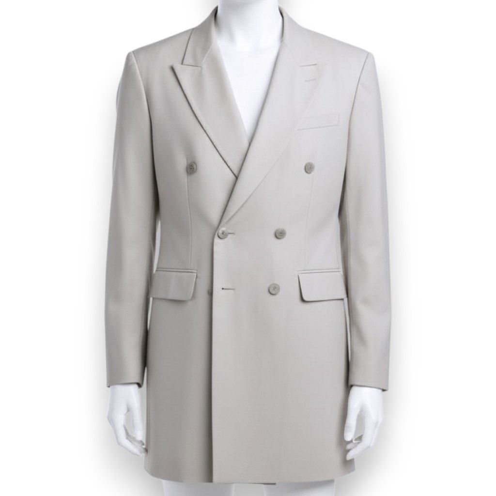 Vintage Vintage Beige Double Breasted Minimalist Blazer Size 40 Size 40R - 3 Thumbnail