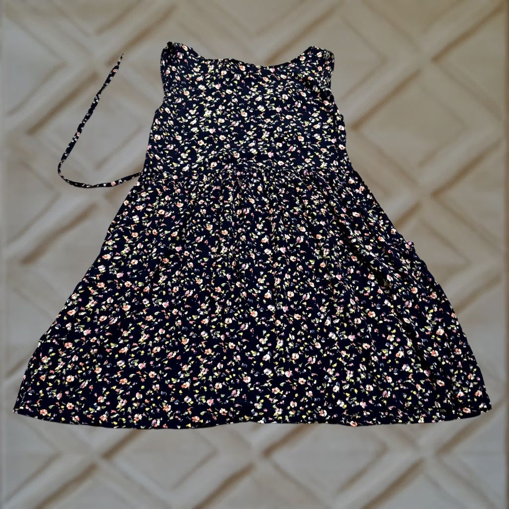 Vintage Ecote Sleeveless A-Line Fit & Flare Floral Dress Womens S Navy Blue Casual Size S / US 4 / IT 40 - 1 Thumbnail