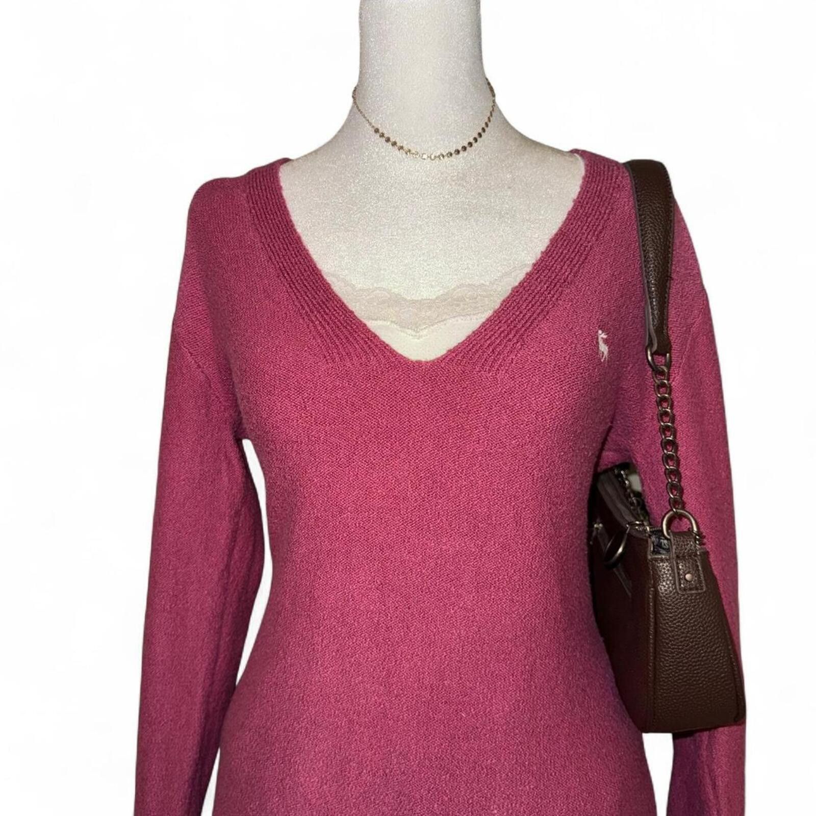 Abercrombie & Fitch Y2K Pink Abercrombie & Fitch V-neck Sweater Size M / US 6-8 / IT 42-44 - 2 Thumbnail
